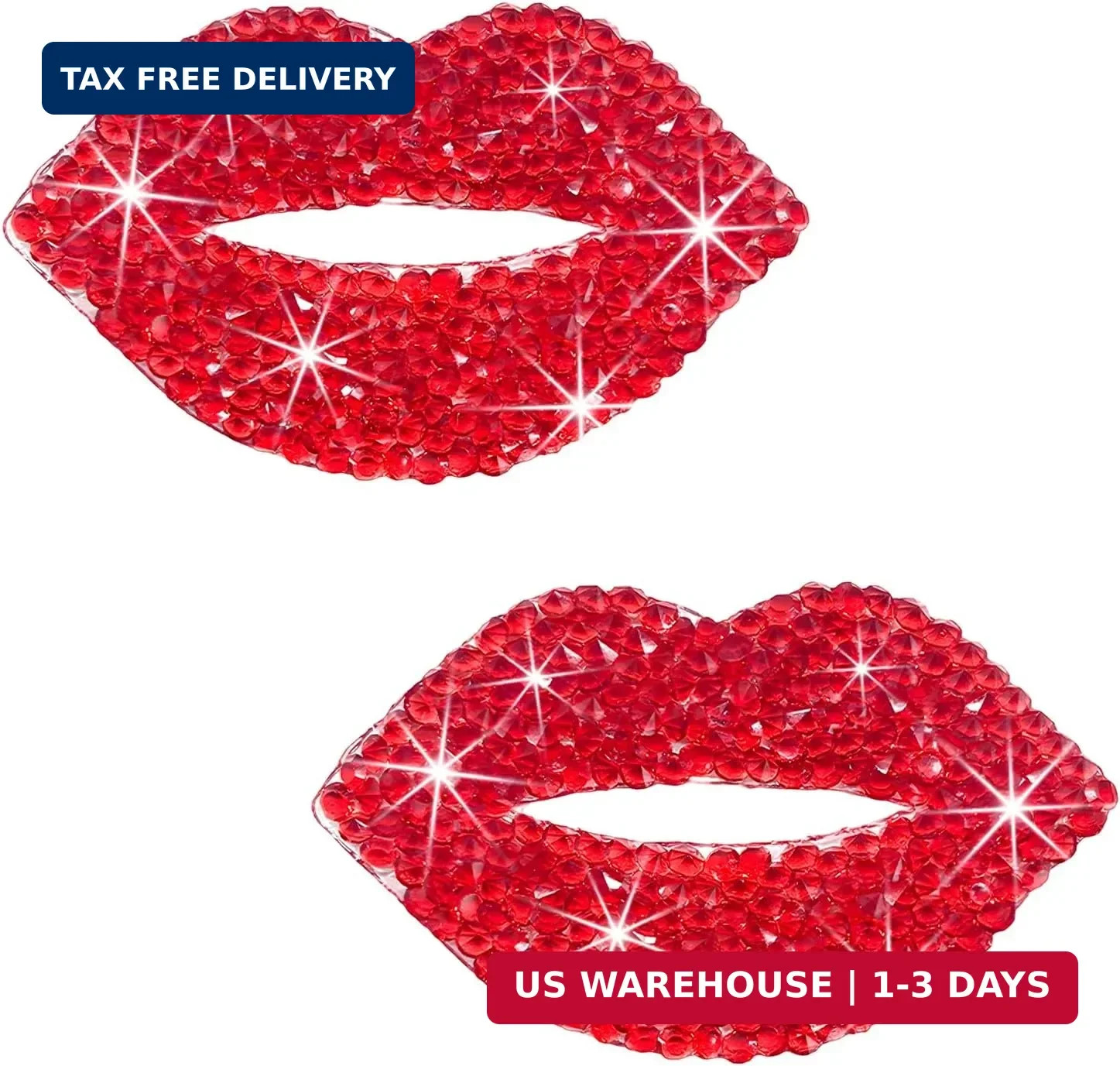 2 PCS Bling Car Decals, Shiny Rhinestone Lip Decal with Self-Adhesive Backing, G