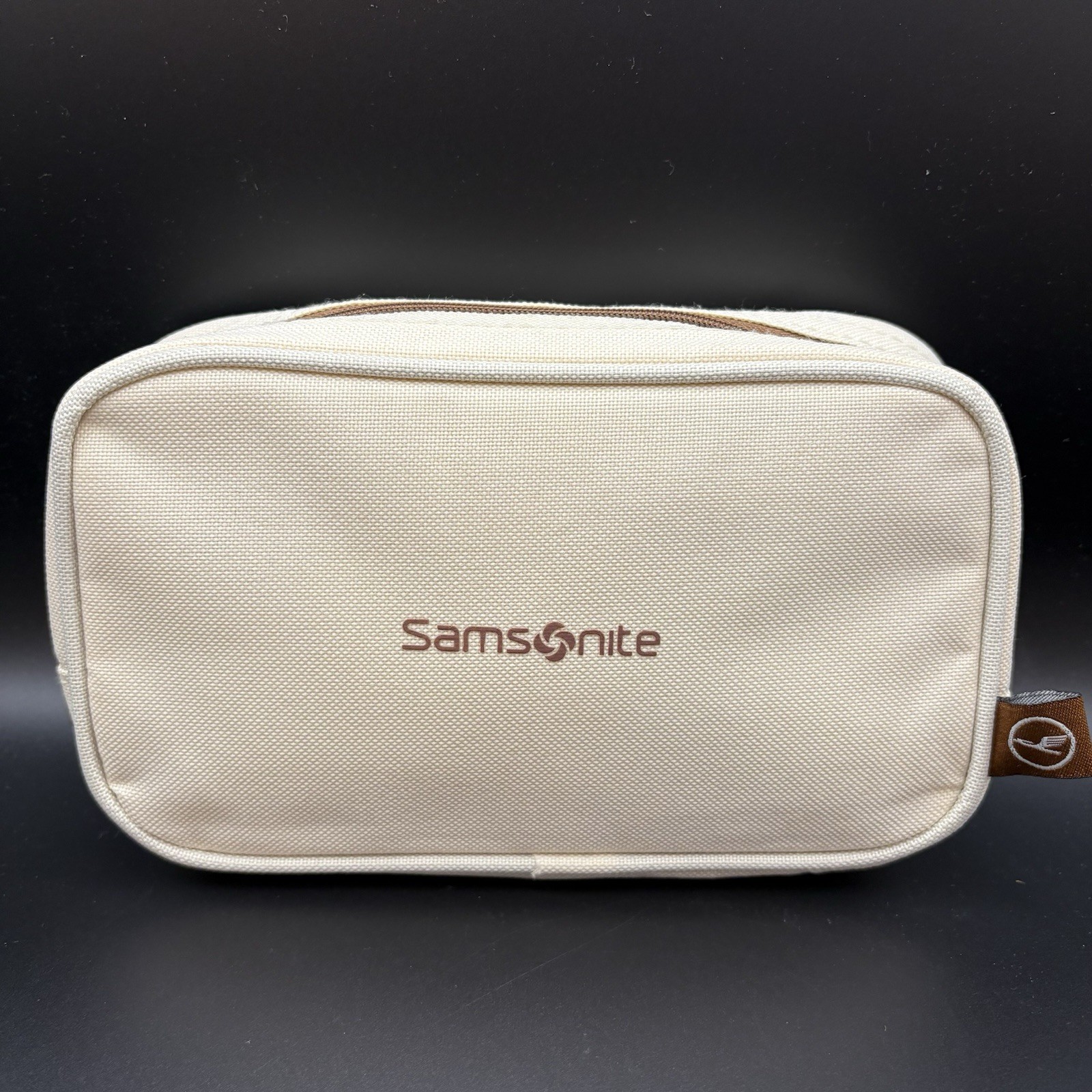 Lufthansa Samsonite Amenity Kit Wash Bag Beige with Brown Accent 2016