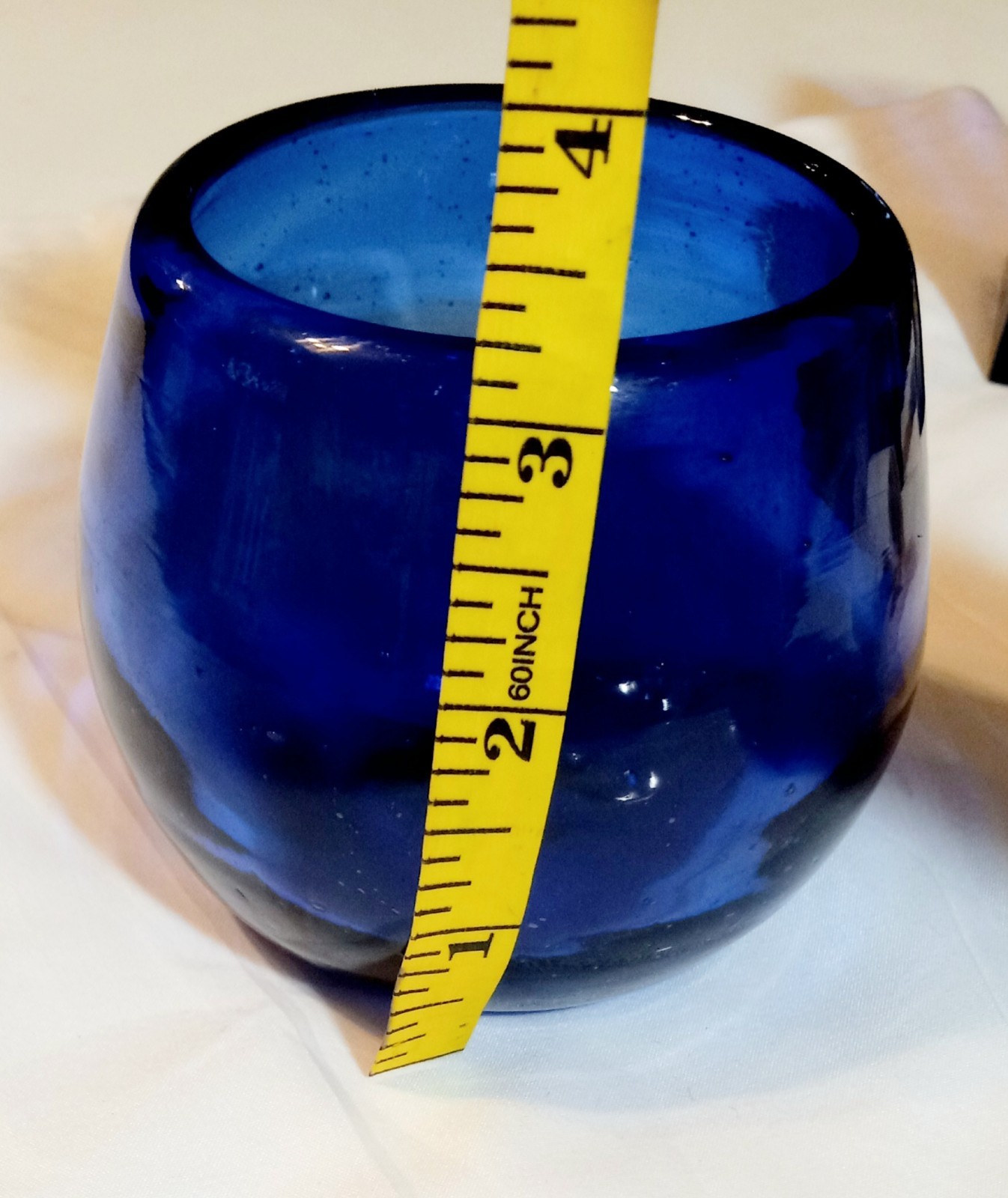Cobalt Blue Decorative Hand Painted Florals Signed Glass & Blown Glass 3 Pcs