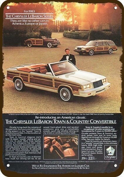1983 CHRYSLER LEBARON CONVERTIBLE Car Vintage-Look DECORATIVE REPLICA METAL SIGN