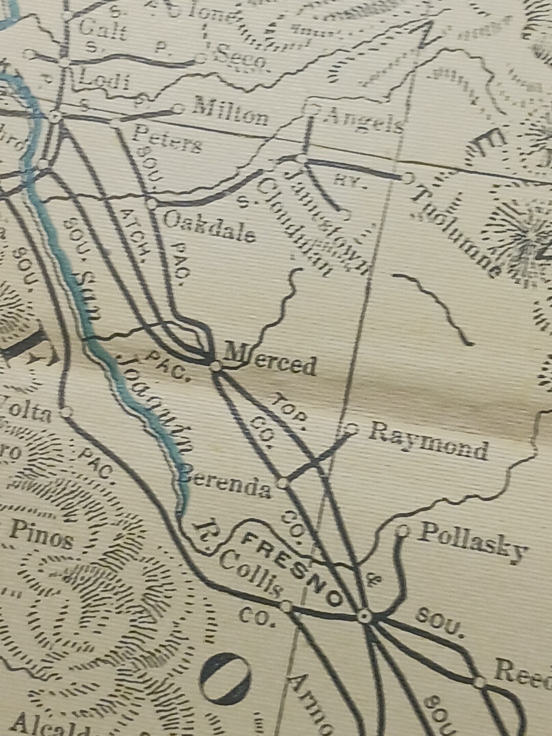 1904 dated Railroad Map CALIFORNIA NEVADA All Lines & Train Routes 11″x9″ color