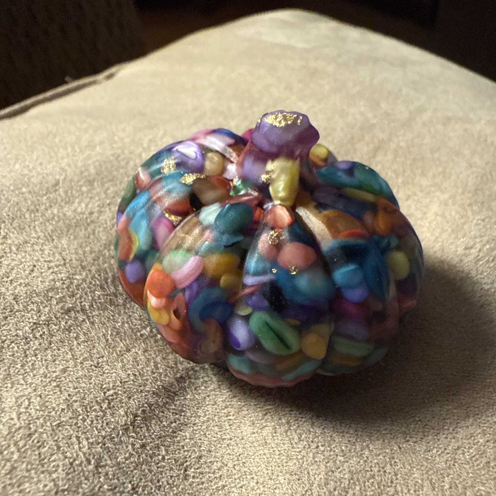 Bohemian Style Multi Colored Crystal Resin Gemstone Pumpkin Figurine