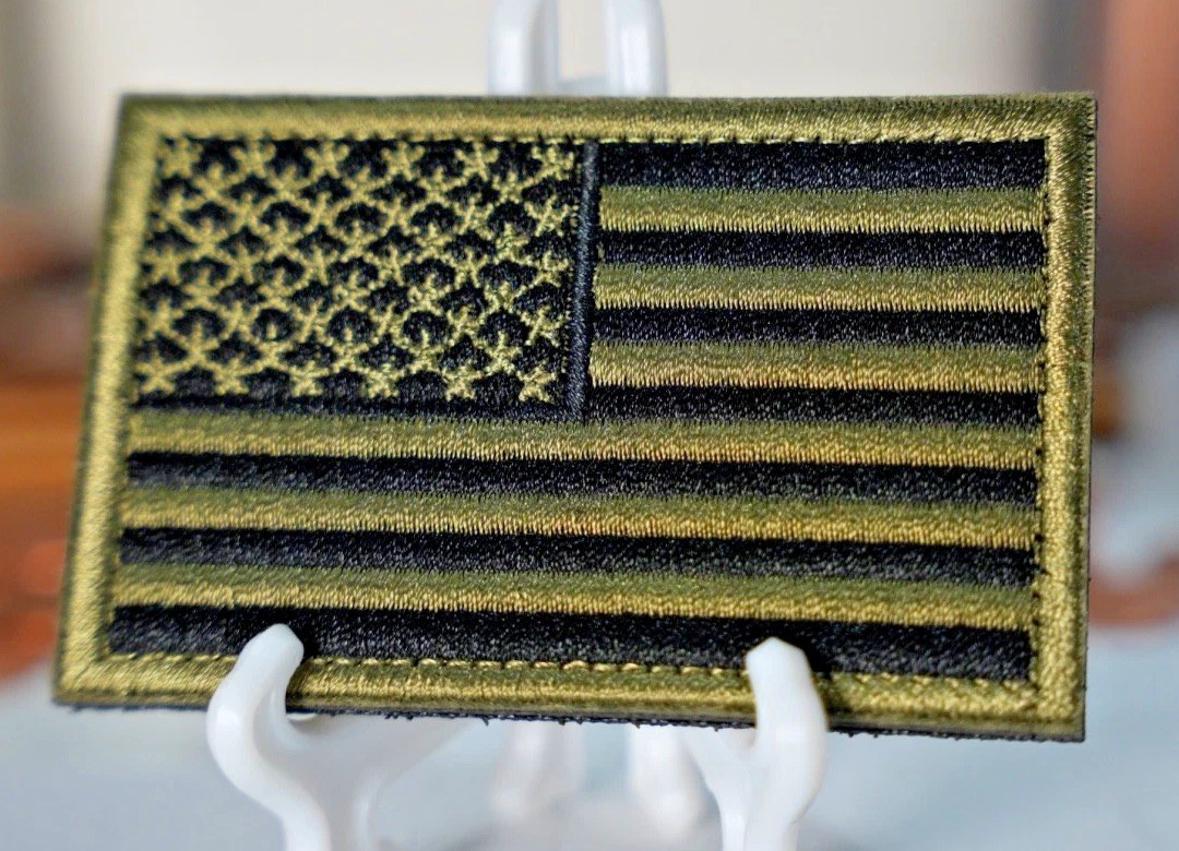 American Flag Patch • Tactical Olive Green/Black • hook & loop 3.25 X 2 In