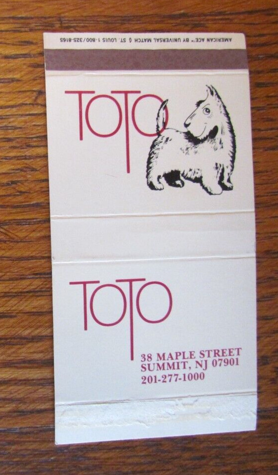 FICTIONAL CHARACTER MATCHBOX COVER: TOTO WIZARD OF OZ SUMMIT, NEW JERSEY -B4
