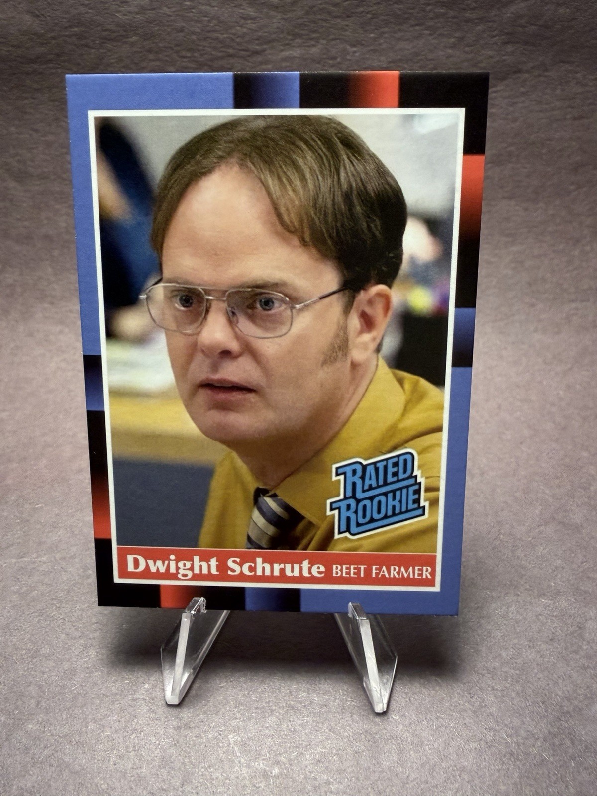 Dwight Schrute Custom Baseball Card – Donruss Rated Rookie Style – The Office
