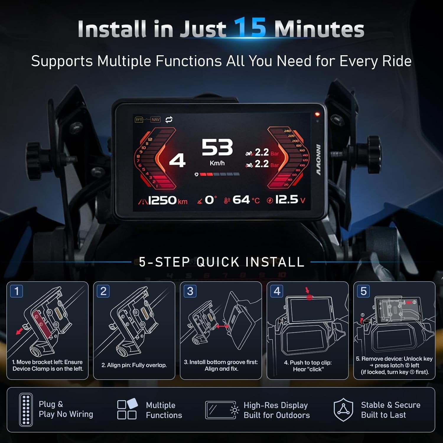 N2 for BMW Motorcycle Wireless CarPlay & Android Auto, 6.5″ Touch Screen, Works