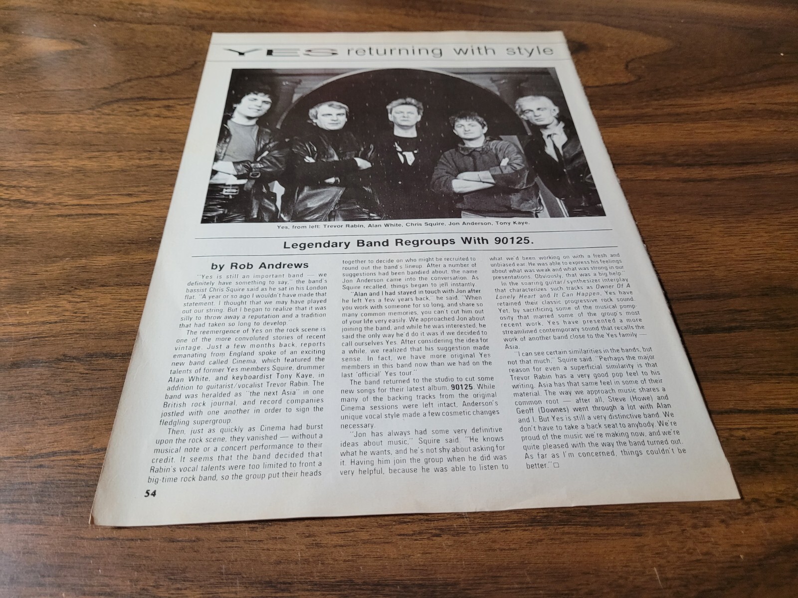 Yes 1984 Hit Parader Magazine Article