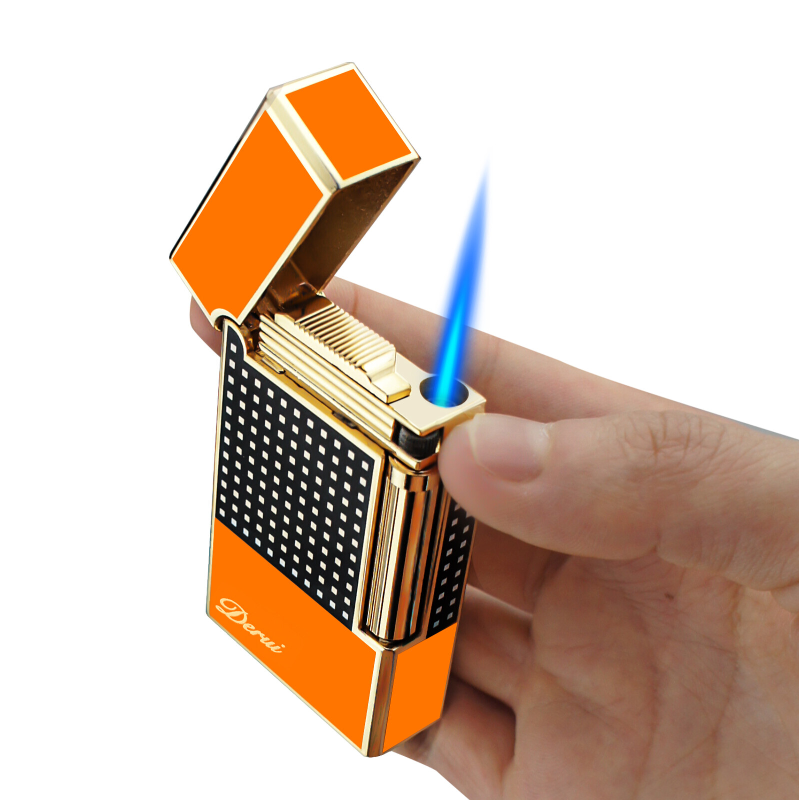 Cigar Lighter Torch Jet Blue Flame Refillable Butane Gas Lighter with Punch gift