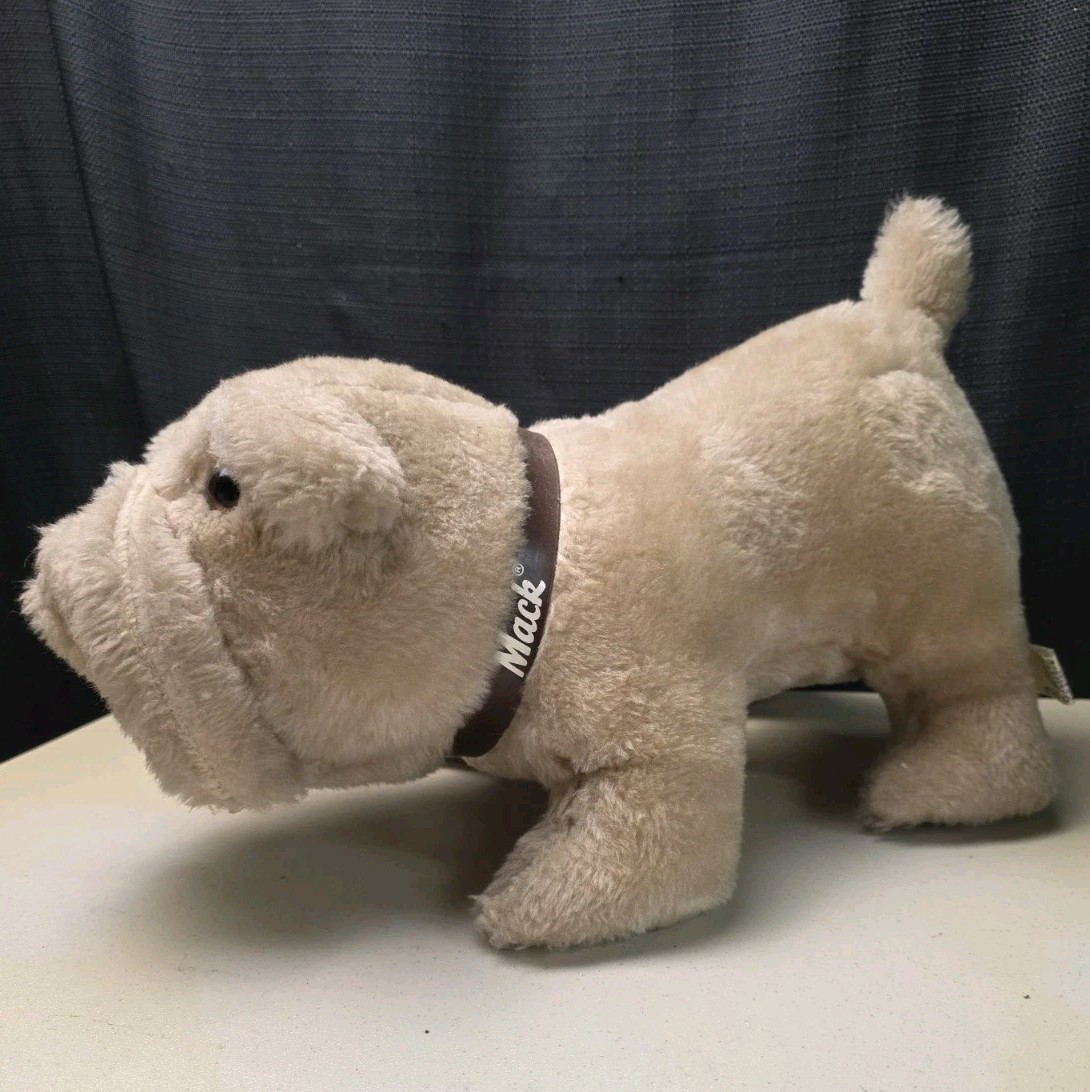 Vintage B. J. Toy Co MACK Truck Bulldog Plush Toy Advertising 13” Long
