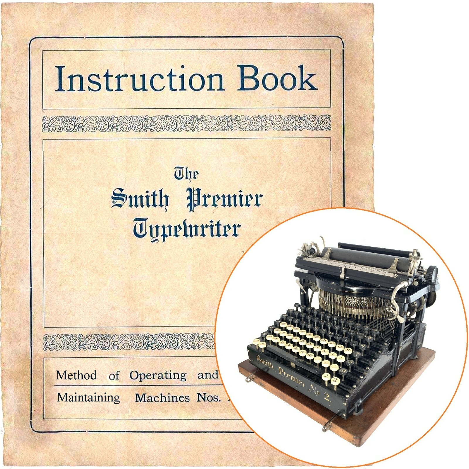SMITH PREMIER No.2 TYPEWRITER INSTRUCTION MANUAL Antique Vtg Repro