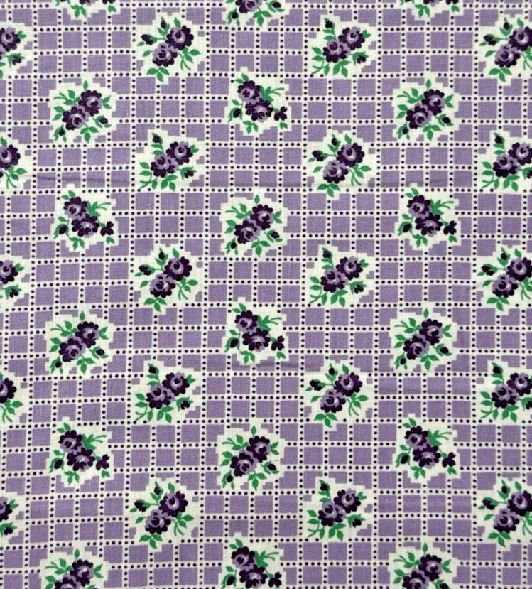 Vintage 1940’s feedsack floursack fabric piece 9×10″ purple flowers