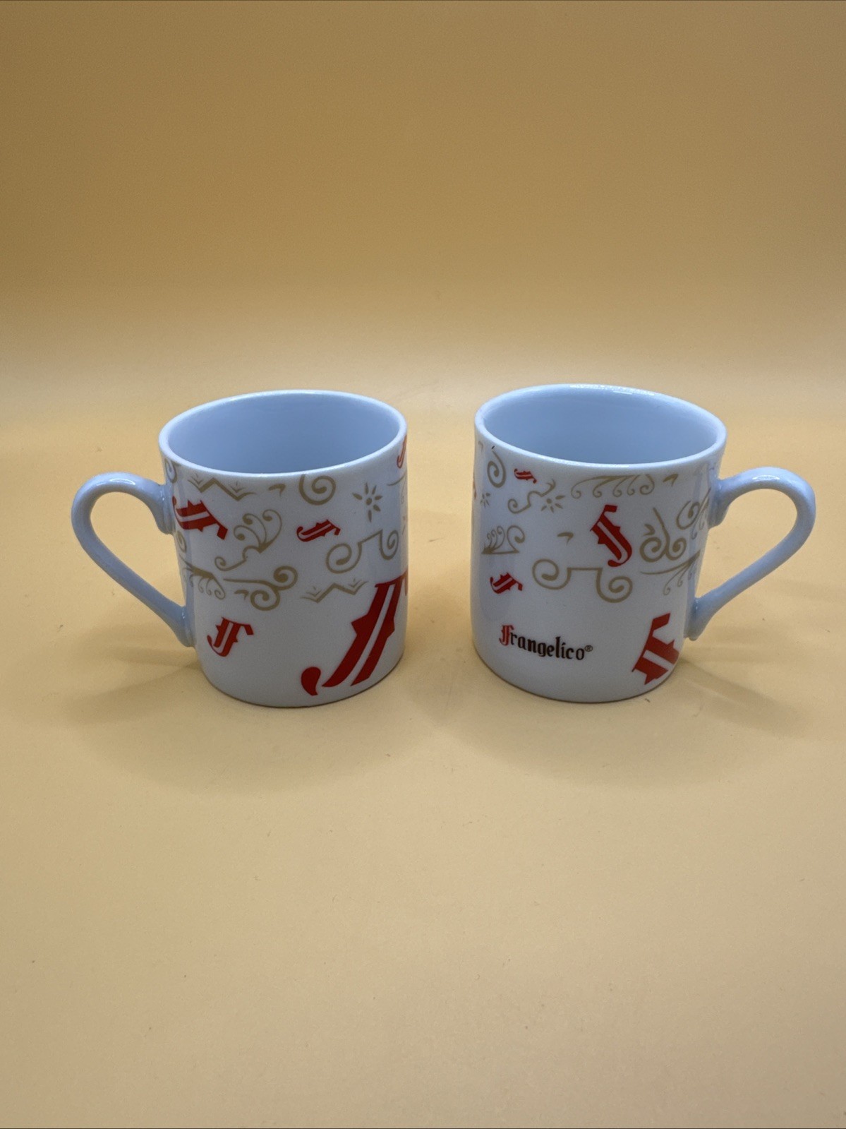 Frangelico Liqueur Set Of 2 Cups Demitasse Espresso Coffee 2010 Porcelain New