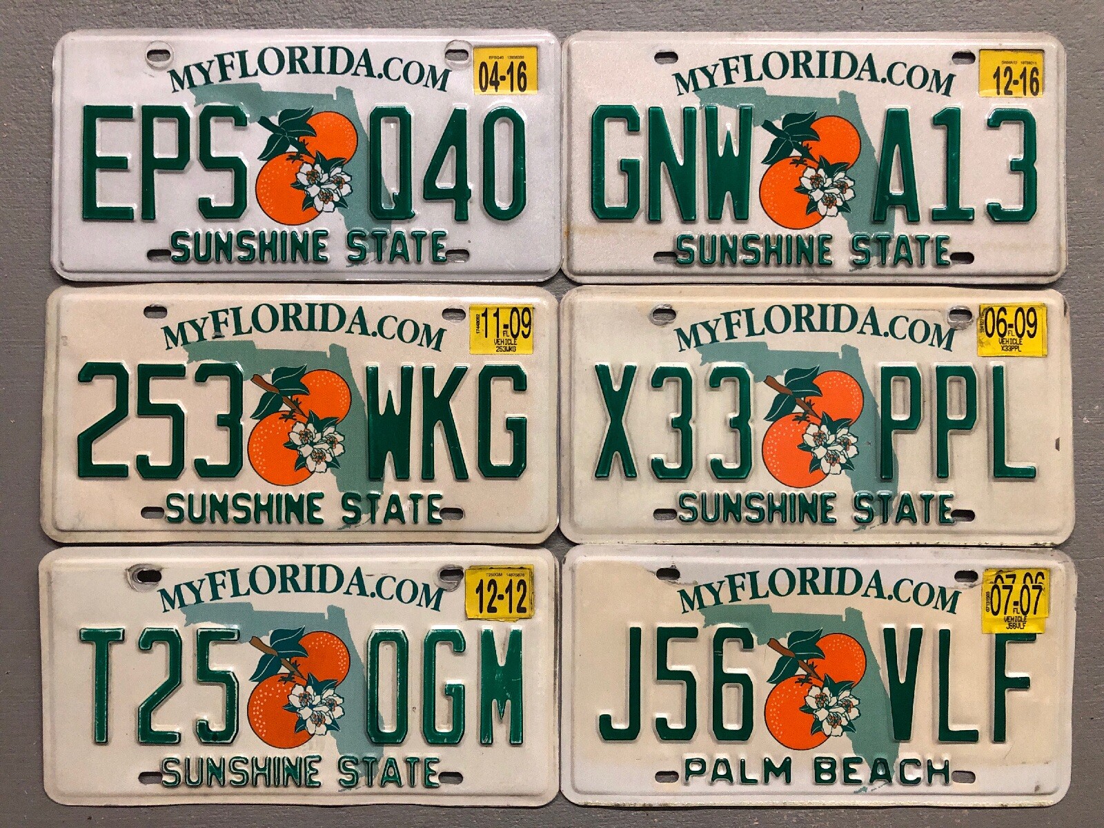 ONE FLORIDA LICENSE PLATE SUNSHINE STATE/ORANGE RANDOM LETTERS/ NUMBERS ON SALE!