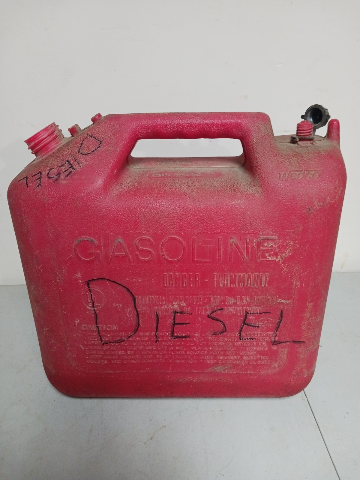 Vintage Wedco 5 Gallon DIESEL Fuel Gas Can But THERE IS NO SPOUT O