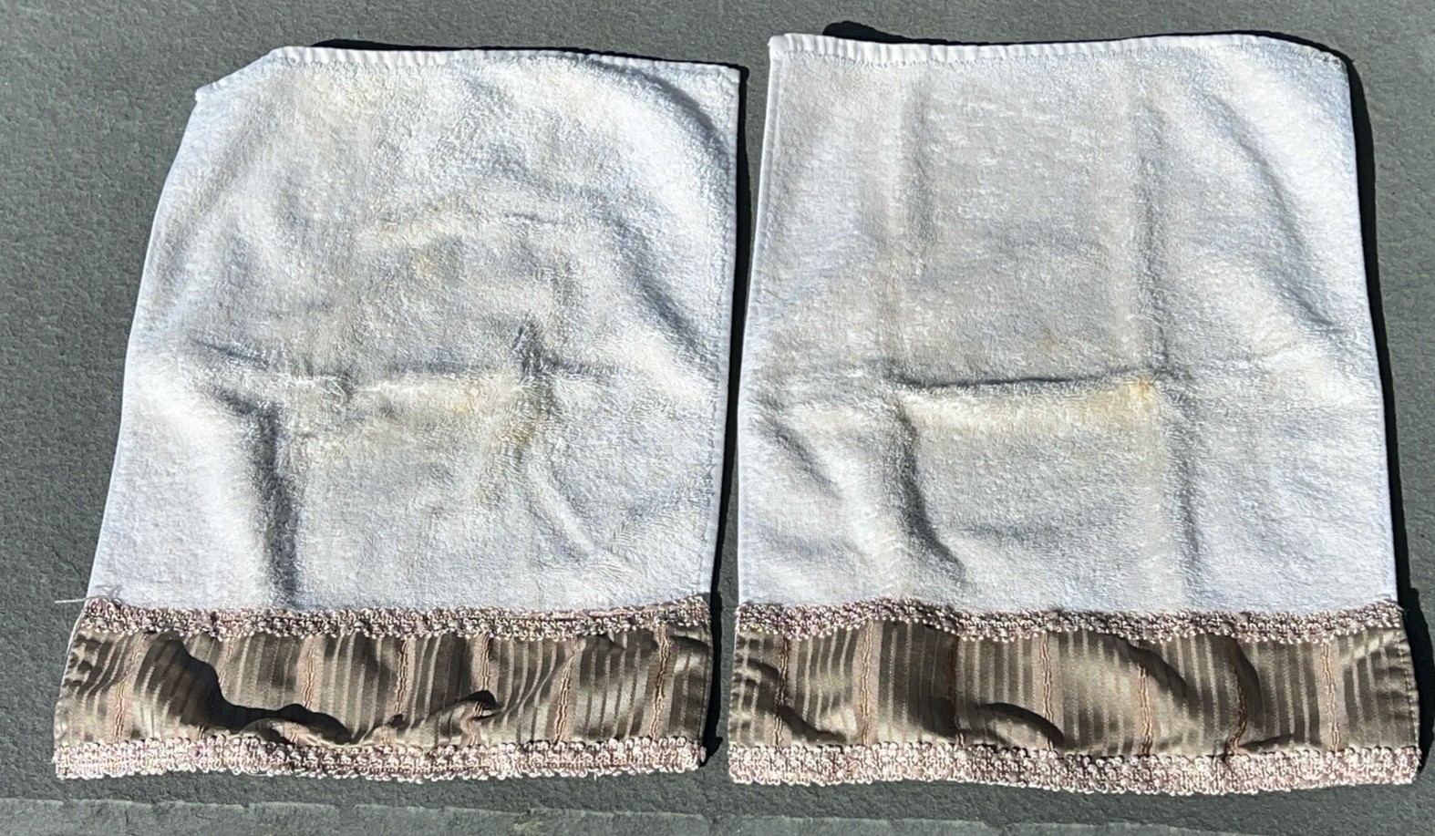 Rodeo Home Fingertip Towels Vtg Cream with Trim Embellishment Set of 2