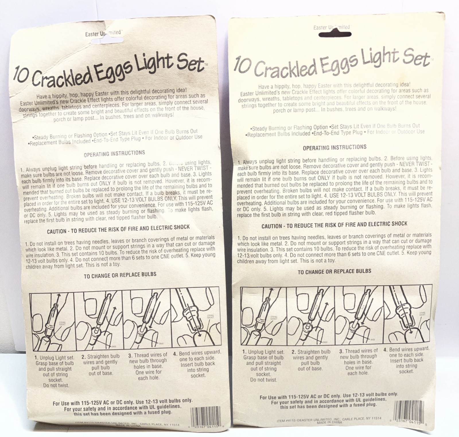EASTER EGG String Lights – 2 Sets Crackle Blow Mold Pastel Cracked Eggs NOS