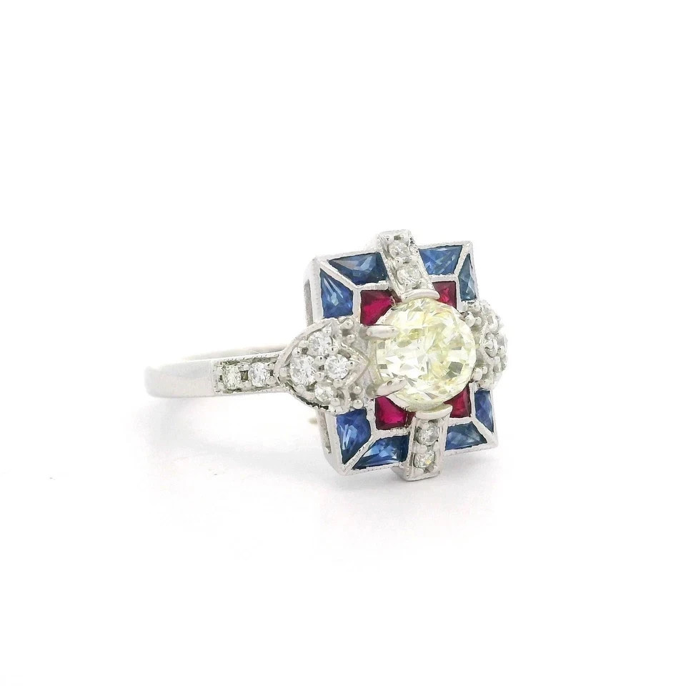 3Ct Art Deco Style Lab Created Diamond Engagement Wedding 14K White Gold FN Ring