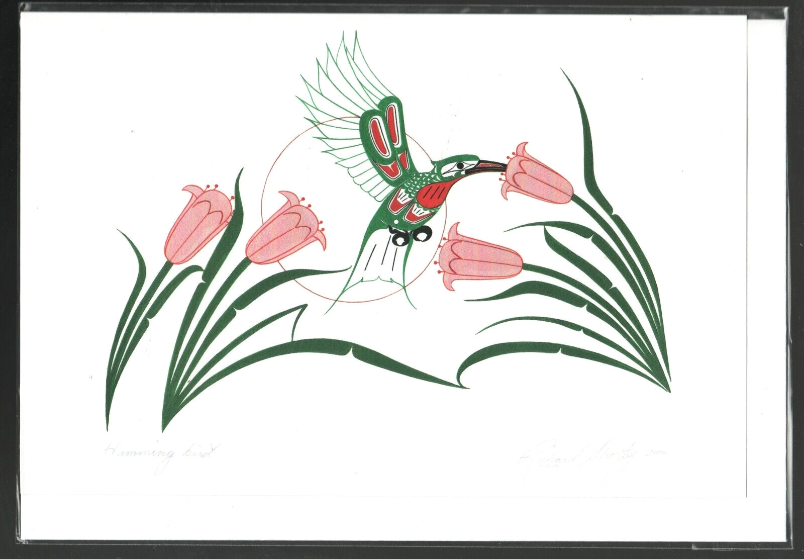 HUMMINGBIRD by Tutchone Yukon Artist Richard Shorty – New 6″ x 9″ Art Card
