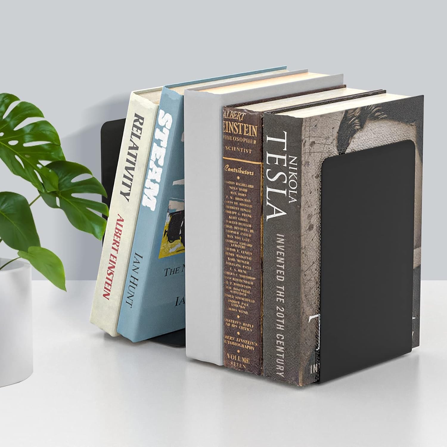 Metal Book Ends for Heavy Books Black Pair of Bookends for Shelves Book