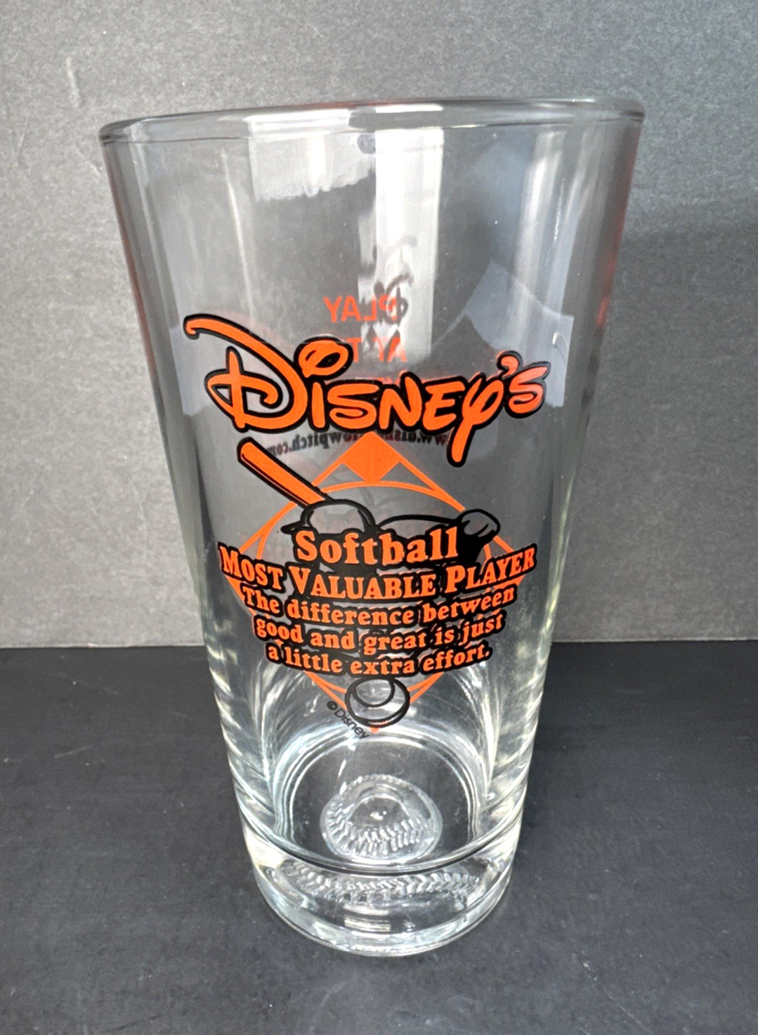 Disney’s Wide World of Sports Softball MOST VALUABLE PLAYER Souvenir Pint Glass