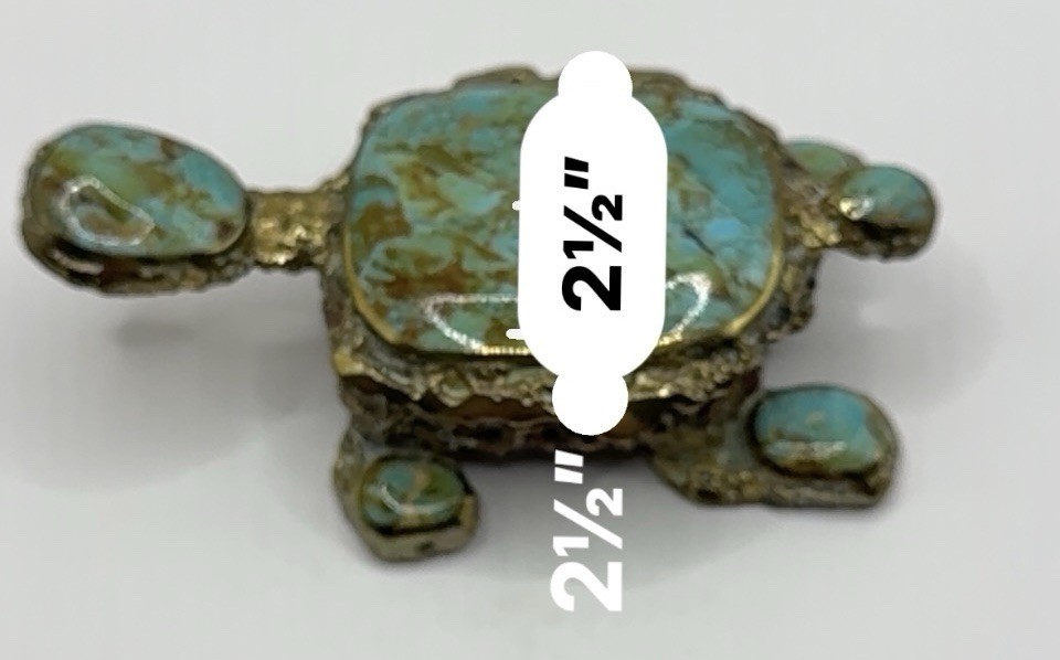 Jack Bryant Turquoise Turtle Sculpture Bronze Cast Southwestern Texas Artist