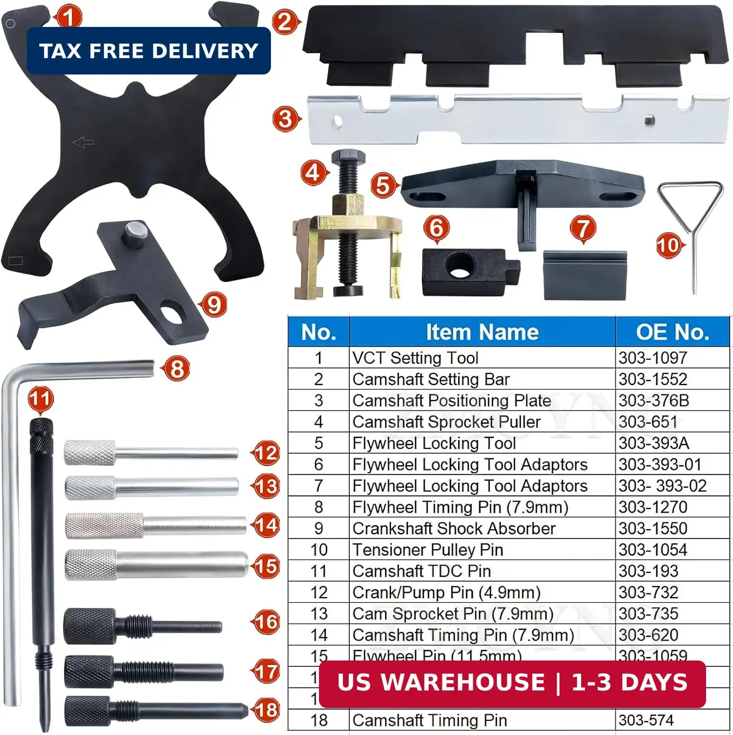 1.5 1.6 Timing Tool Kit Compatible with Ford Fiesta Fusion Escape Mazda 1.4 | 1.