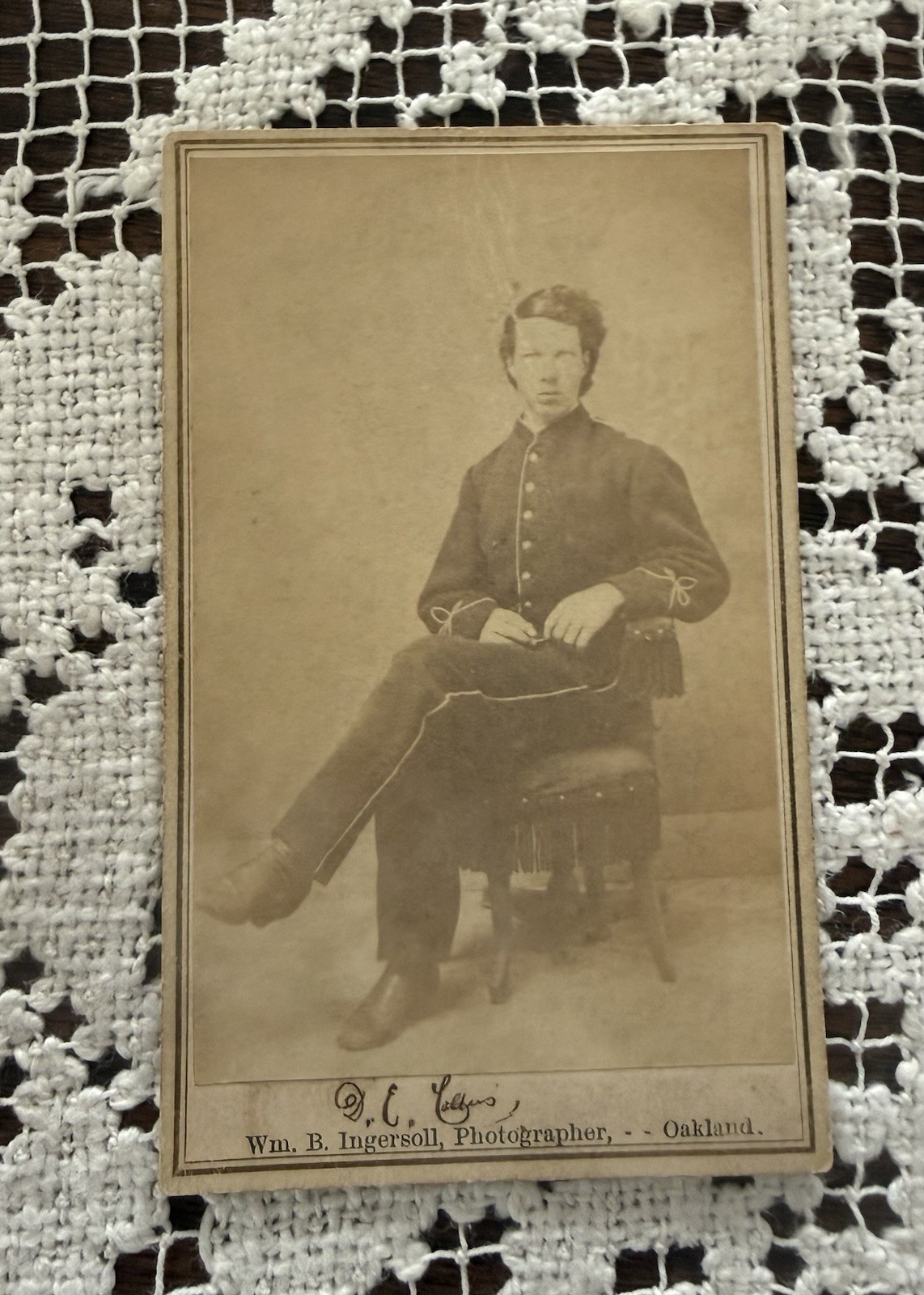 Civil War Soldier CDV D. C. Collins 1870 by Wm. B. Ingersoll, Photographer