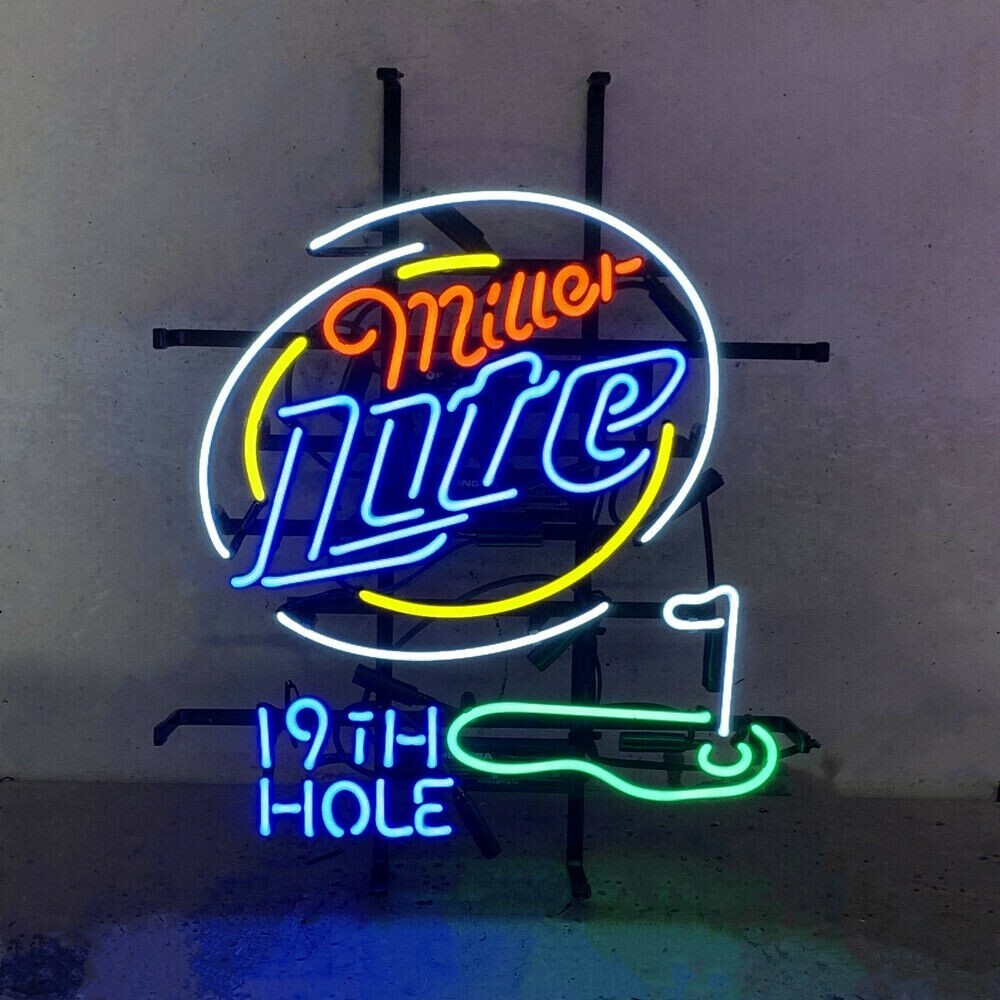 US STOCK Miller Lite Beer 19th Hole Golf Club 20″x16″ Neon Sign Lamp Light Glass