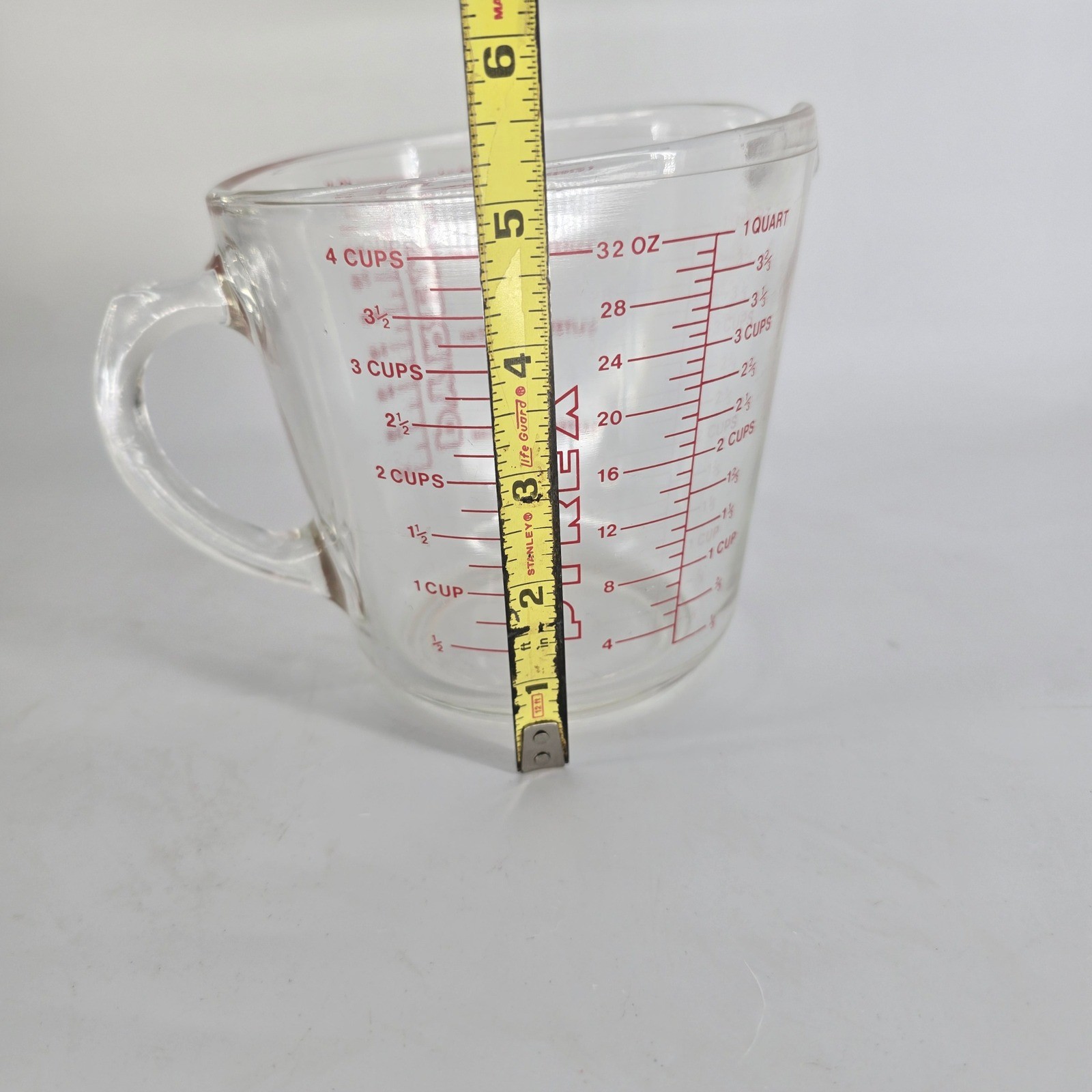 Vintage Pyrex D Handle Measuring Cup Set Red Block Letter 4 Cup 1 Cup 532 508