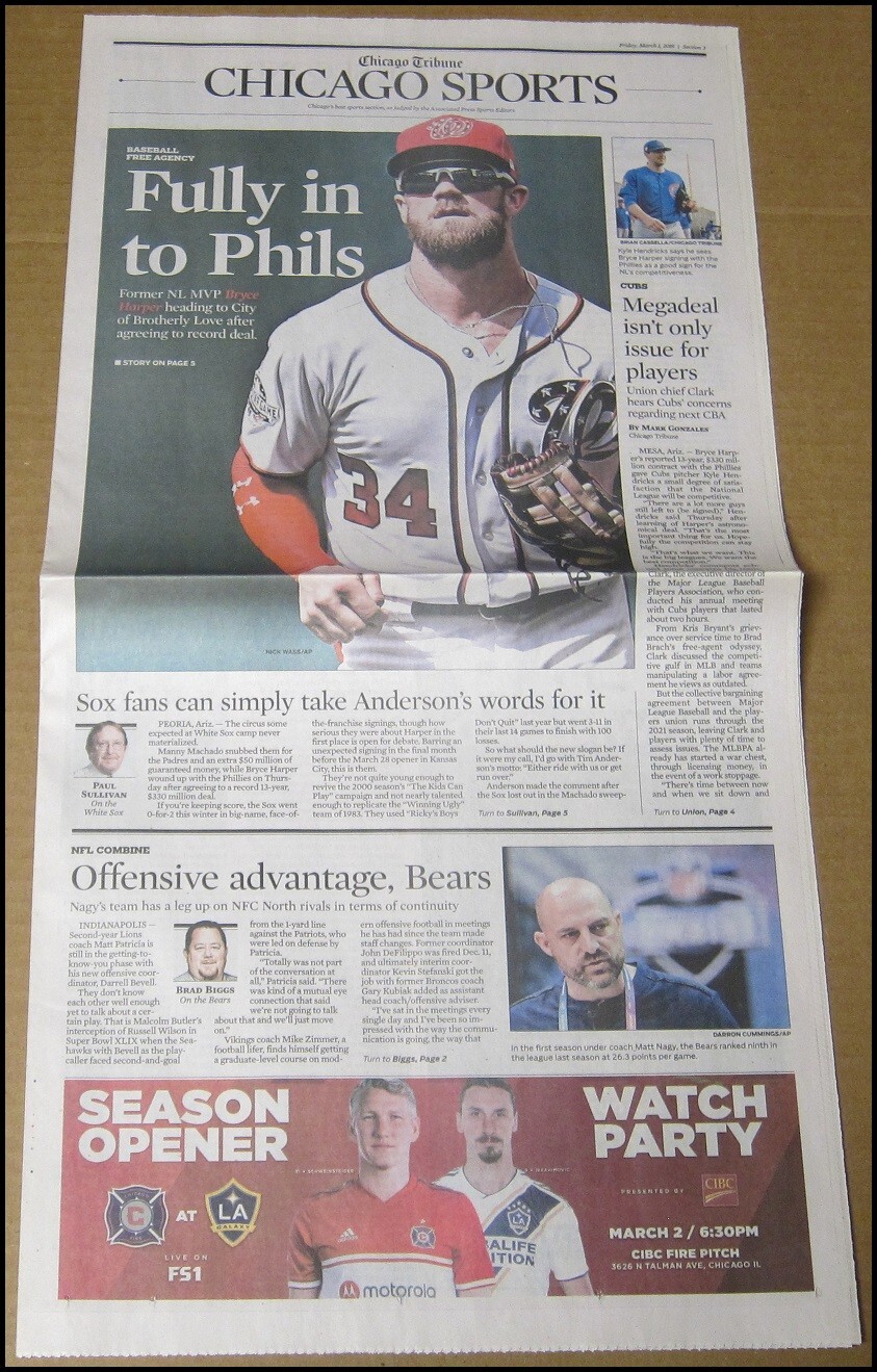 3/1/2019 Chicago Tribune Sports Bryce Harper Signs With Philadelphia Phillies