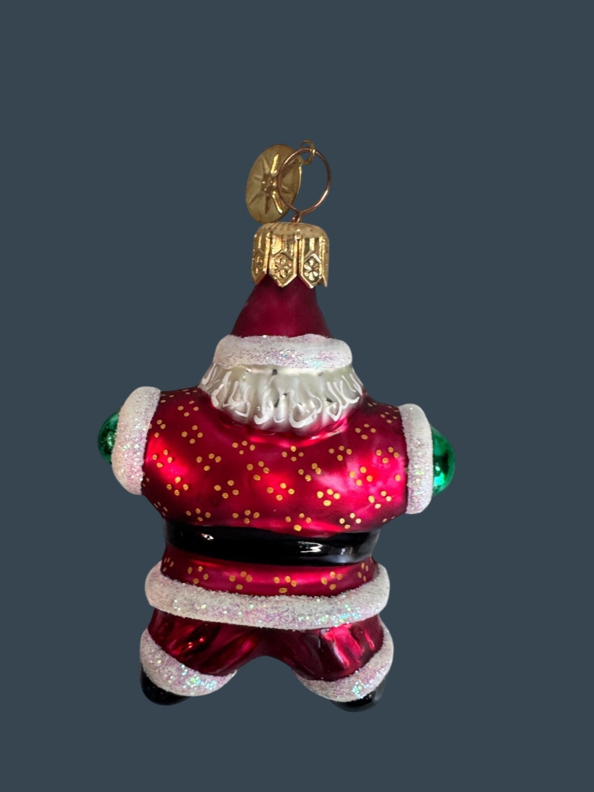 Christopher Radko Noble Gems Santa Glass Christmas Ornament 4″ Red Glitter