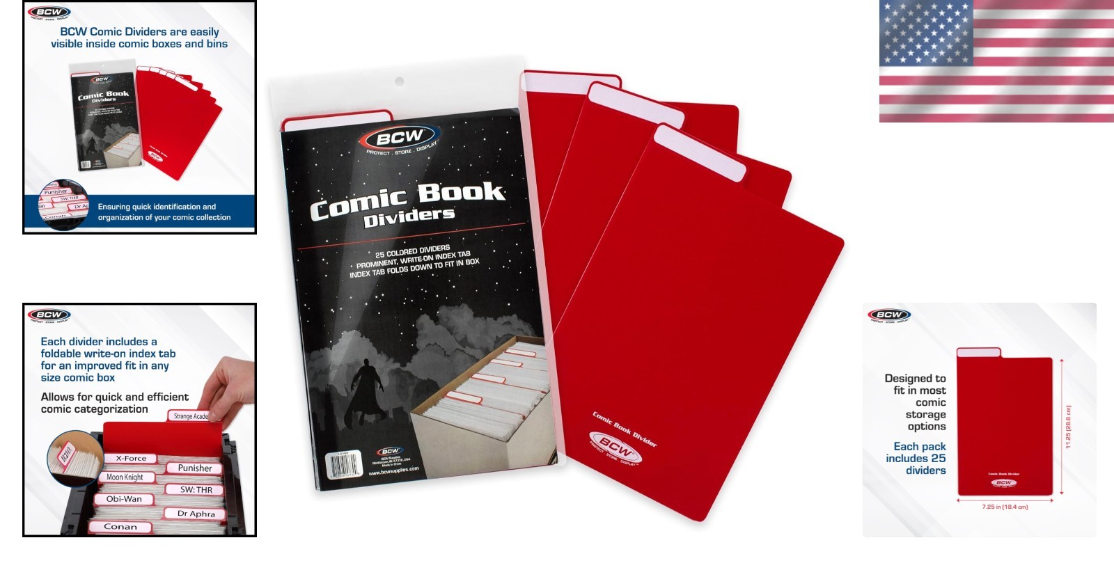 Effortless Comic Organization – 25 Pack Archival Red Dividers with Write-On Tabs