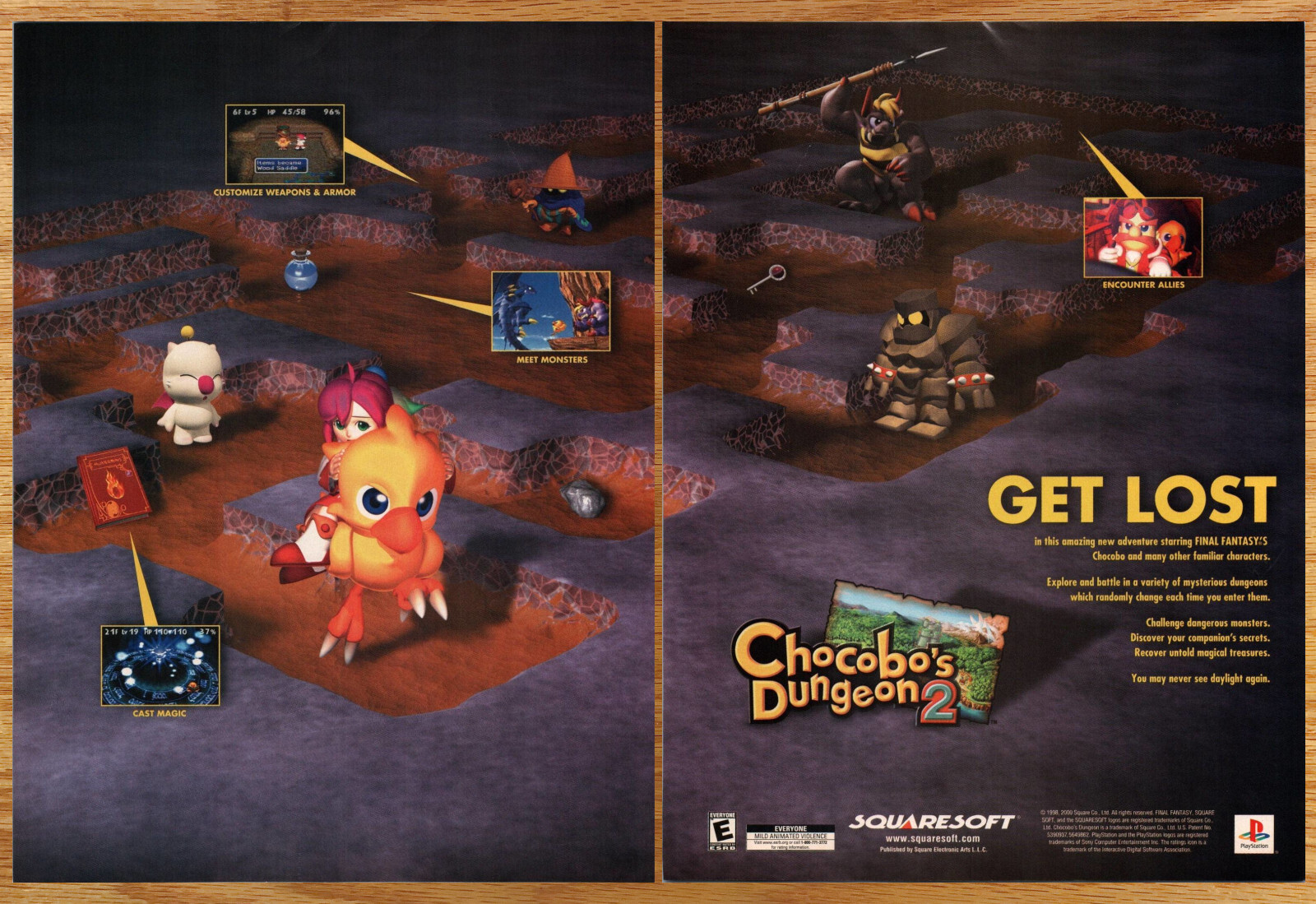 Chocobo’s Dungeon 2 Squaresoft RPG – 2 Page Video Game Print Ad Poster 2000