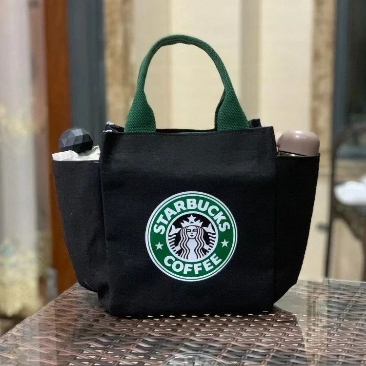 Starbucks Canvas with Side Pockets Multi Purpose Handbag Reusable Daily Bag