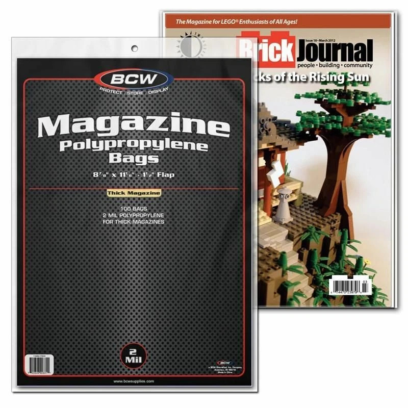 BCW Thick Magazine Bags – 1 Pack of 100 | Acid-Free, Clear Polypropylene Sleeves
