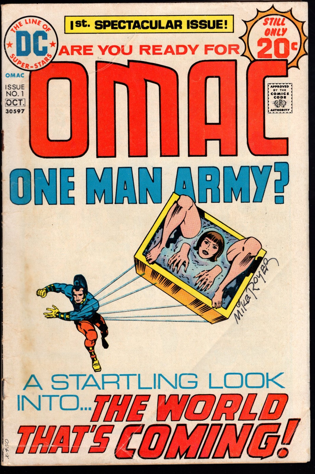 OMAC #1 Signed by Mike Royer! GD/VG 1974 Kirby