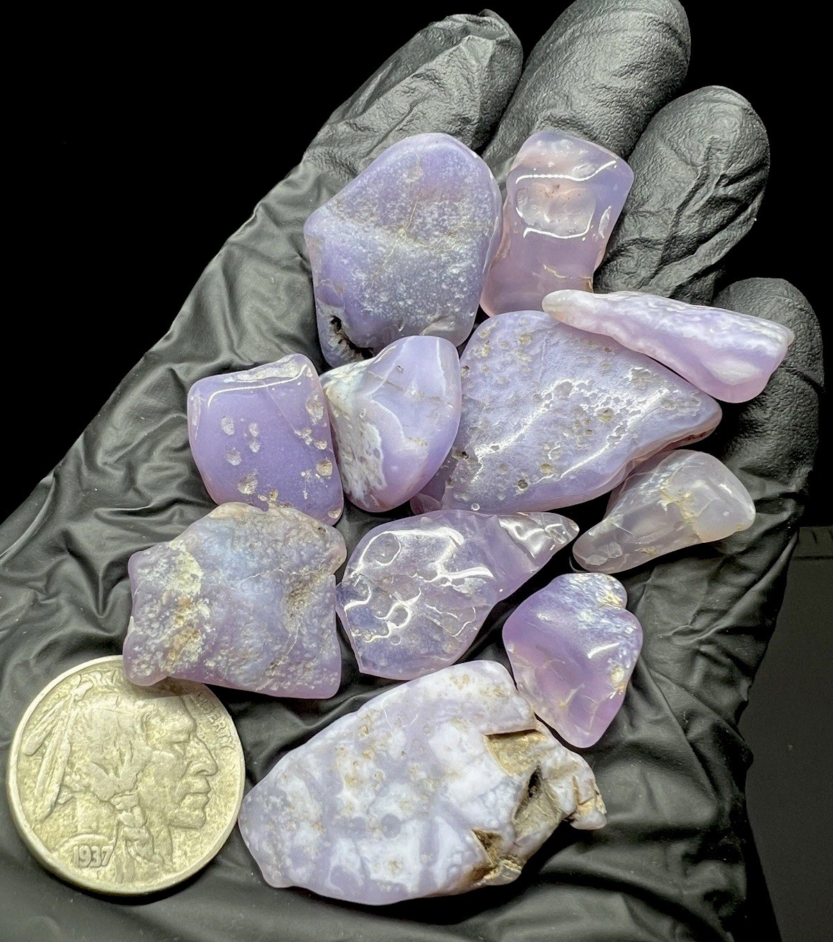 Holley Blue Agate LOT; 279 carats, 11 pc~AA+ 1970’s material, Great Banding