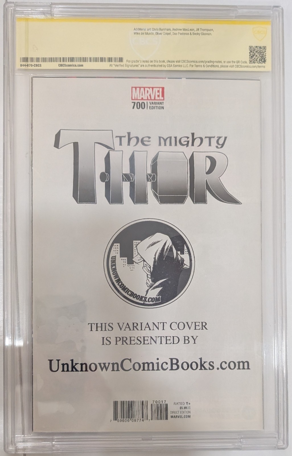Mighty Thor #700 Marvel Comics Greg Land Signed Unknown Exclusive CBCs 9.8