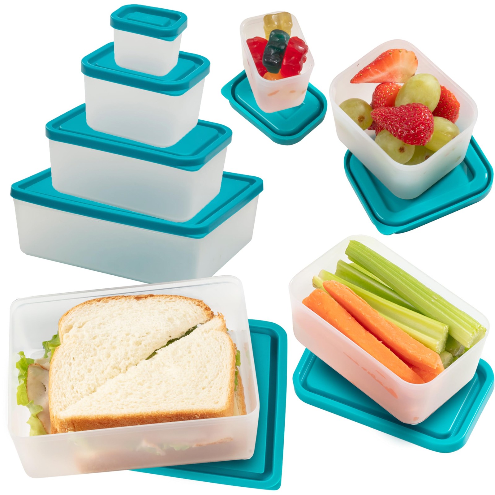 Reusable Lunch Containers – Set of 4 Microwave Safe, Meal Prep 1 Count, Teal