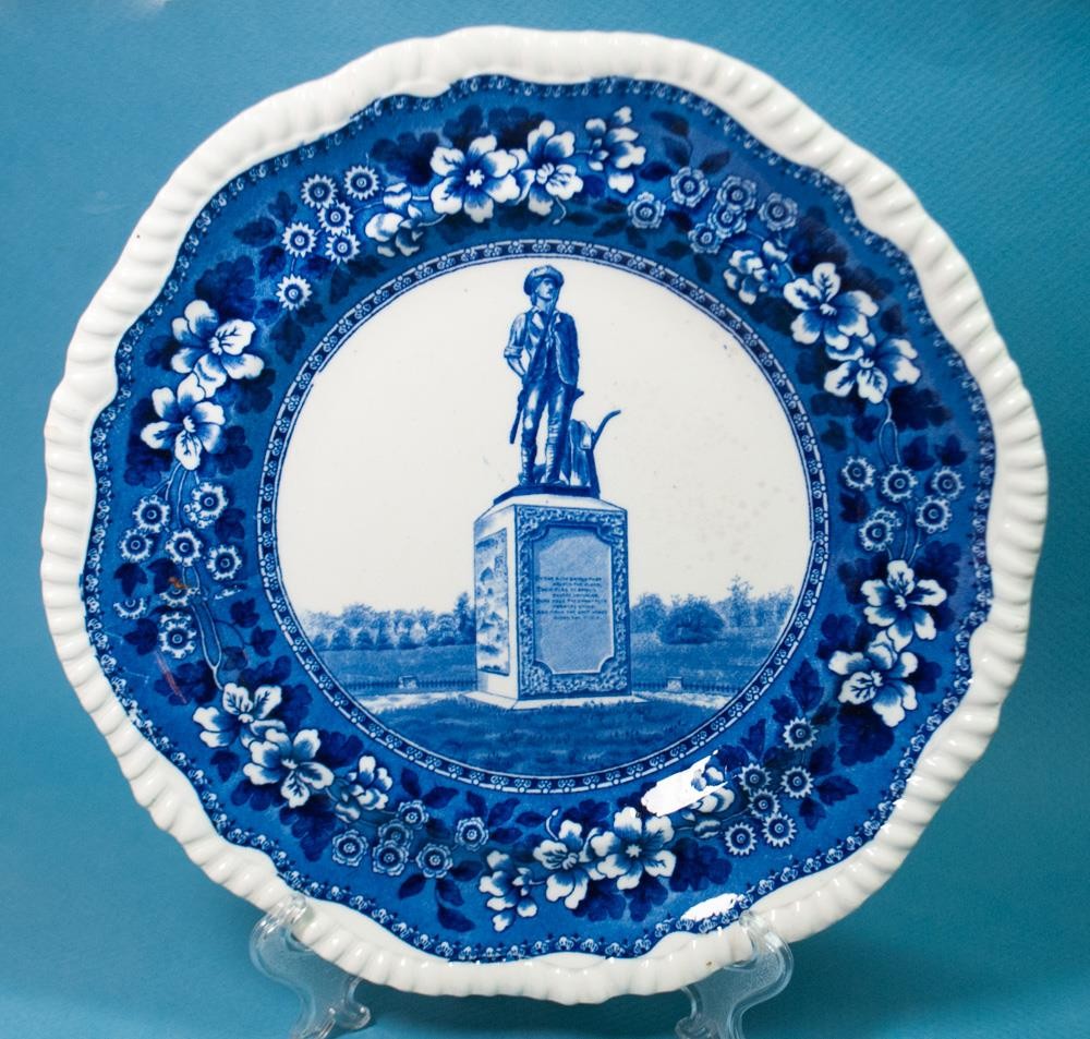 WT Copeland Spode The Minute Man Concord 10.5″ Plate Pie Crust Rim Antique