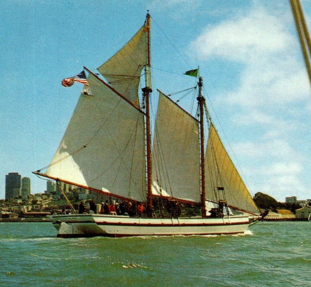 Alma Schooner Flat-Bottomed San Francisco CA Sailboat Ship Vintage Postcard
