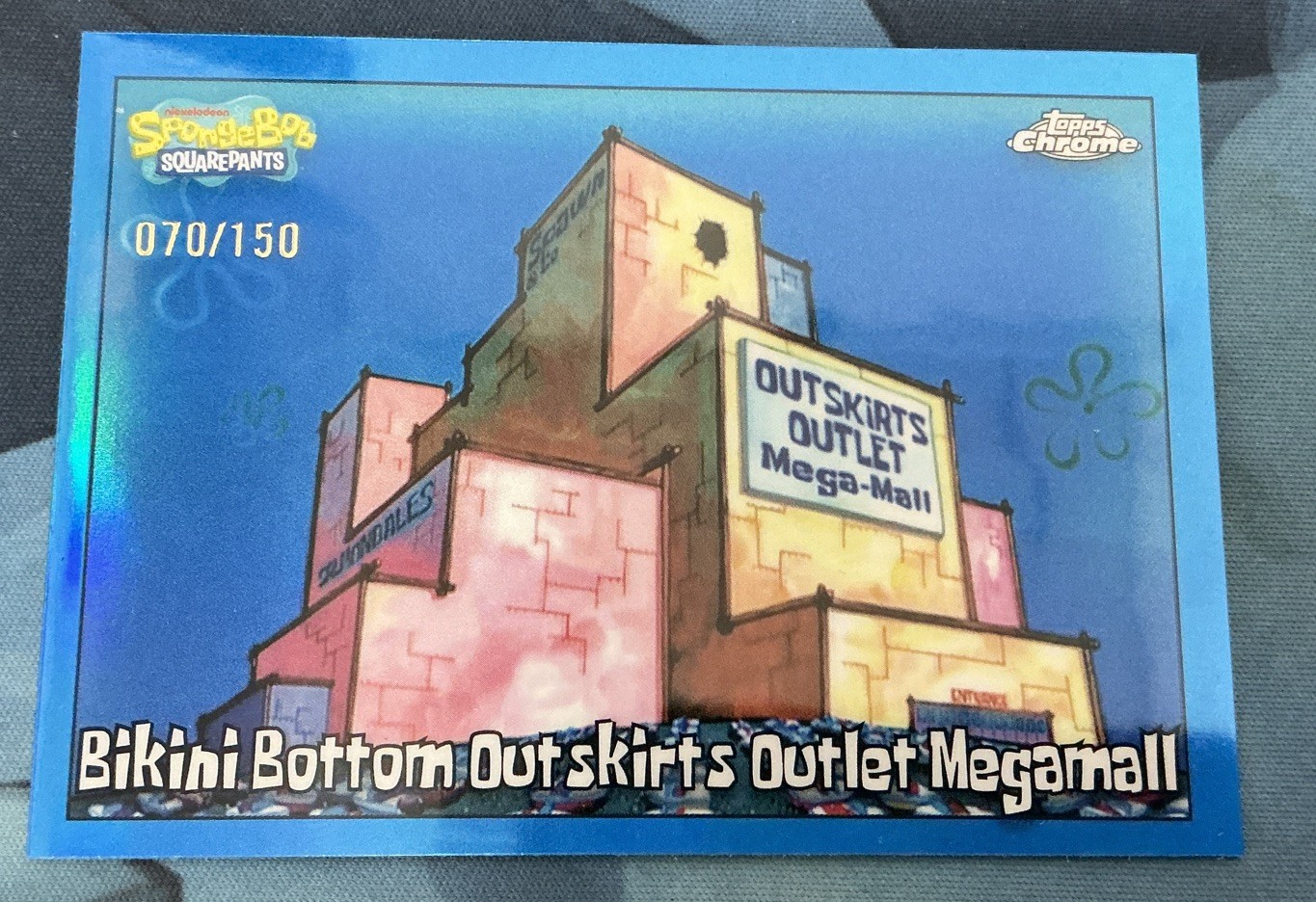 2025 Topps Chrome SpongeBob #151 Bikini Bottom Outskirts Outlet Megamall Blue