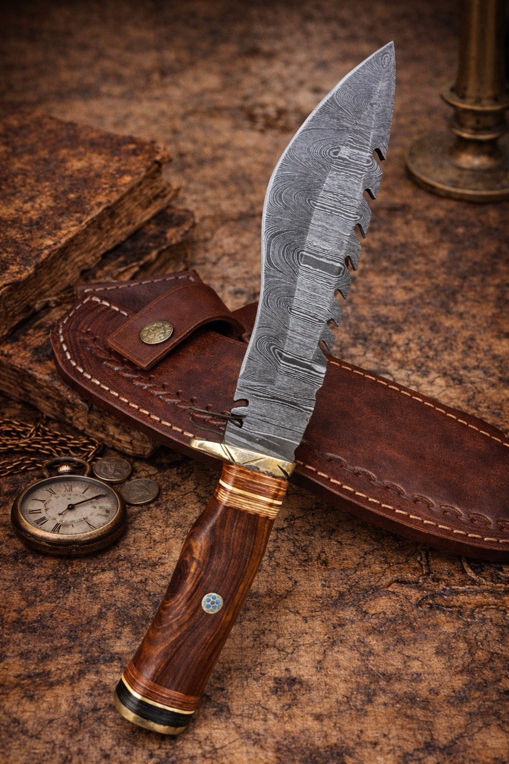 Custom Handmade Traditional hunting Kukri Knife Twist Damascus steel Tactical