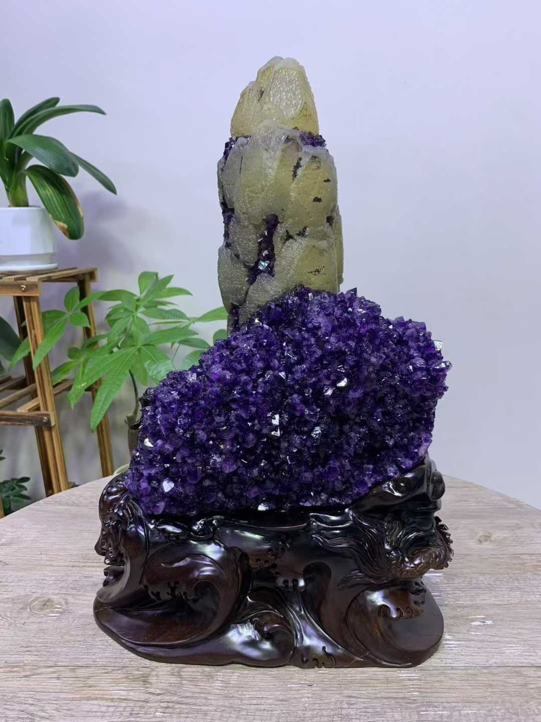 440*270mm Natural amethyst quartz cluster Mineral Specimen Reiki+stand