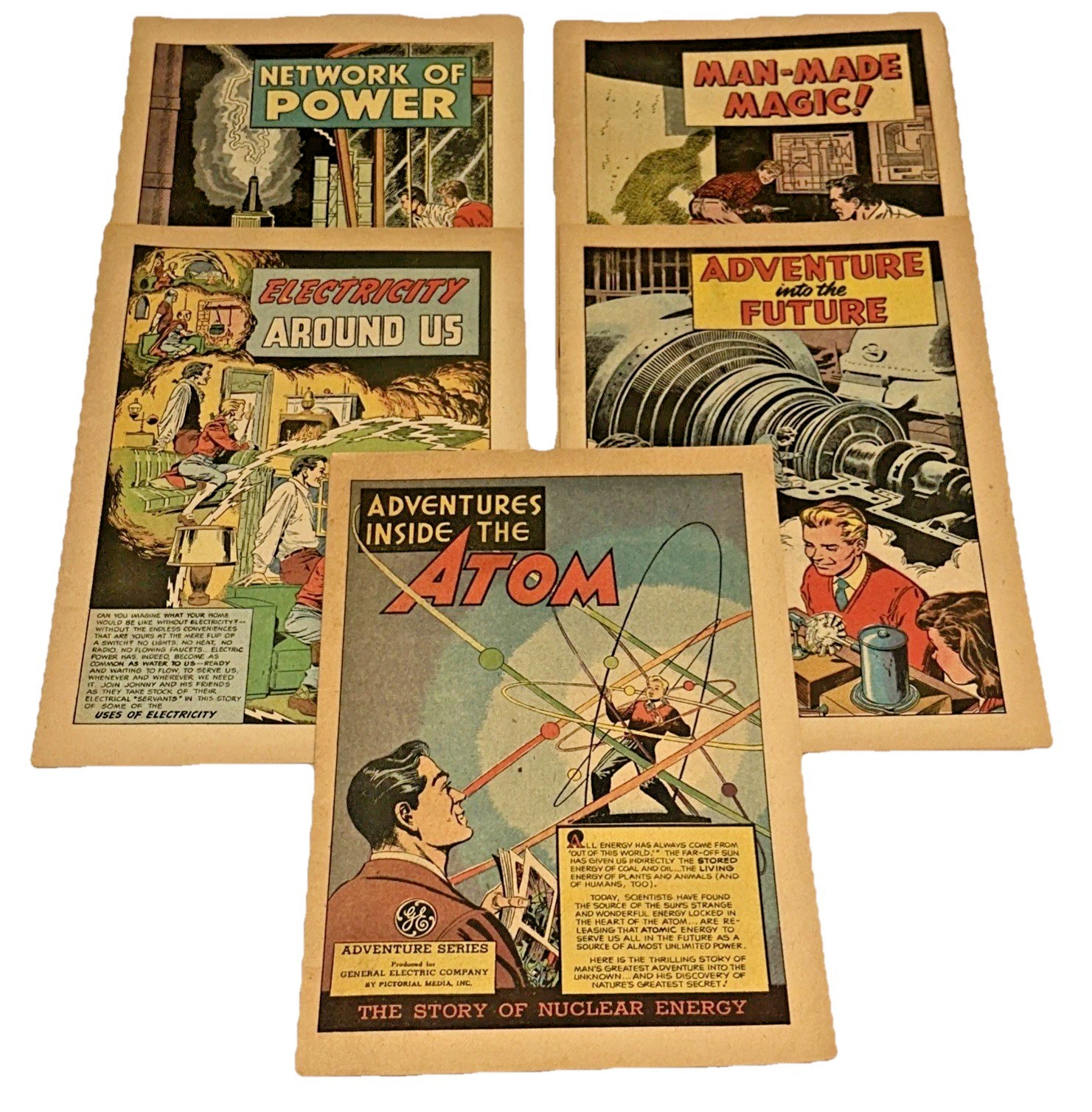 6 vintage Adventures in Science Series General Electric comics atom energy jets