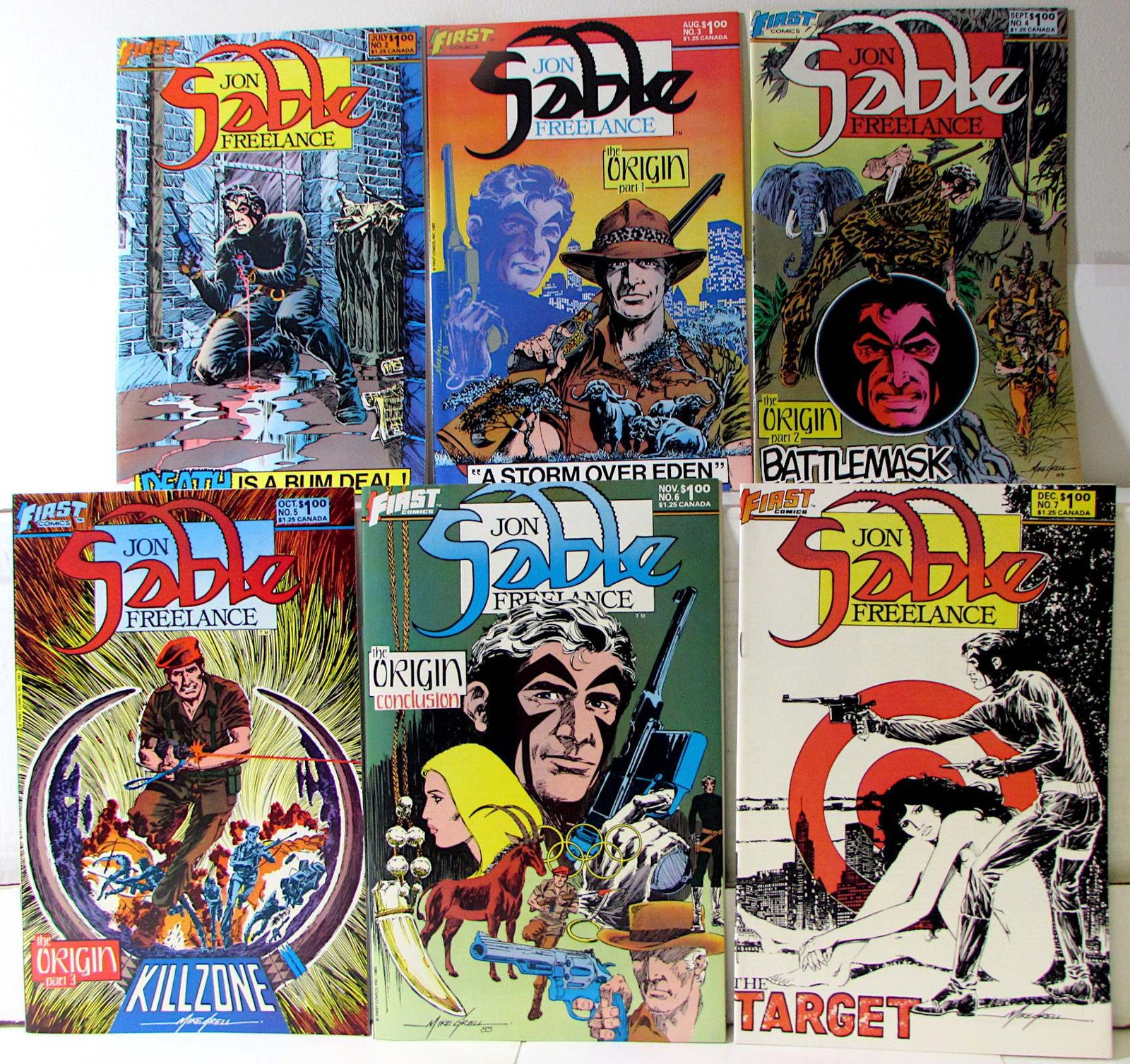 Jon Sable Freelance Lot of 6 #2, 3, 4, 5, 6, 7 (1983) First Comics 1st Print