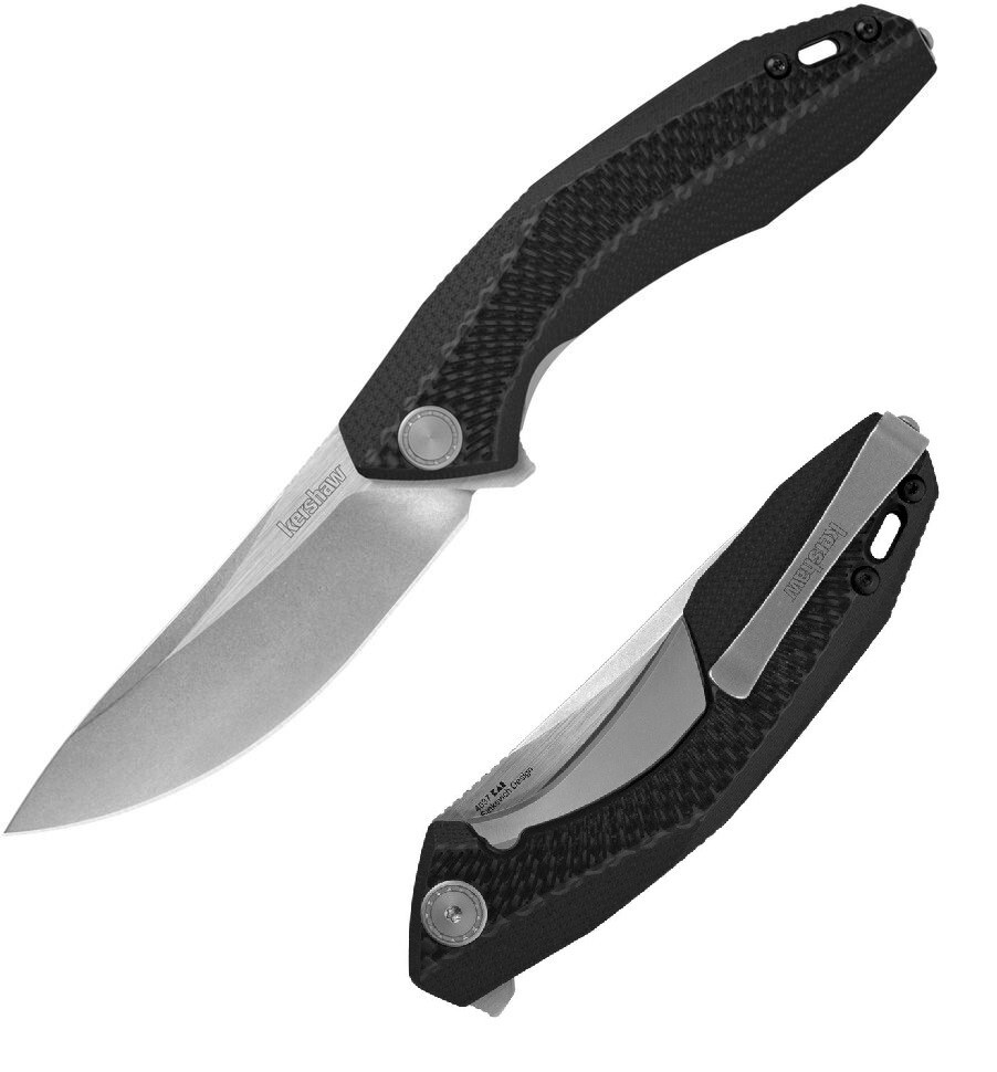 Kershaw Tumbler Folding Knife 3.25″ D2 Tool Steel Blade G10/Carbon Fiber Handle