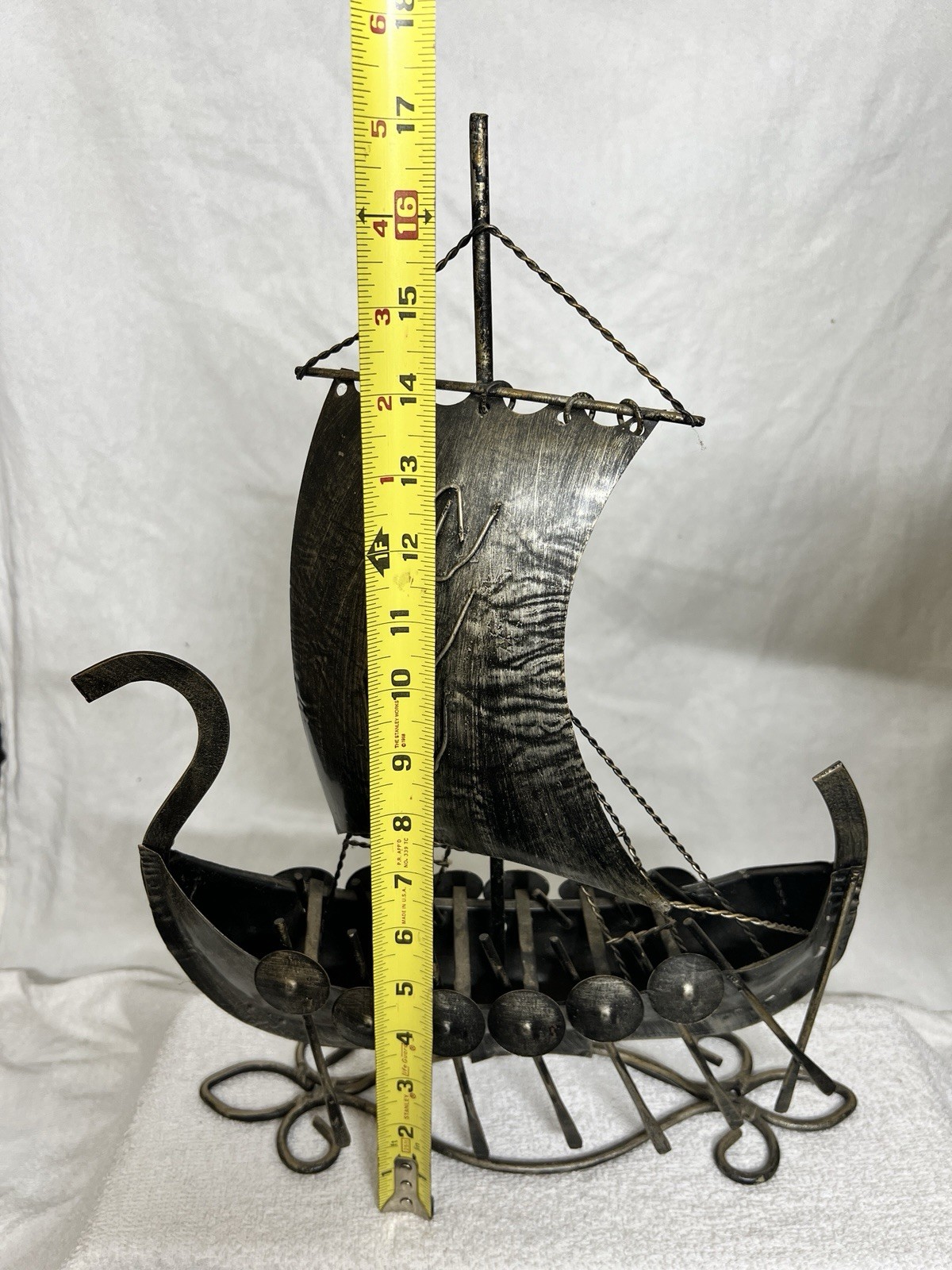 MID-CENTURY MODERN VIKING SHIP METAL MODEL MODERNIST NORSE LONGBOAT