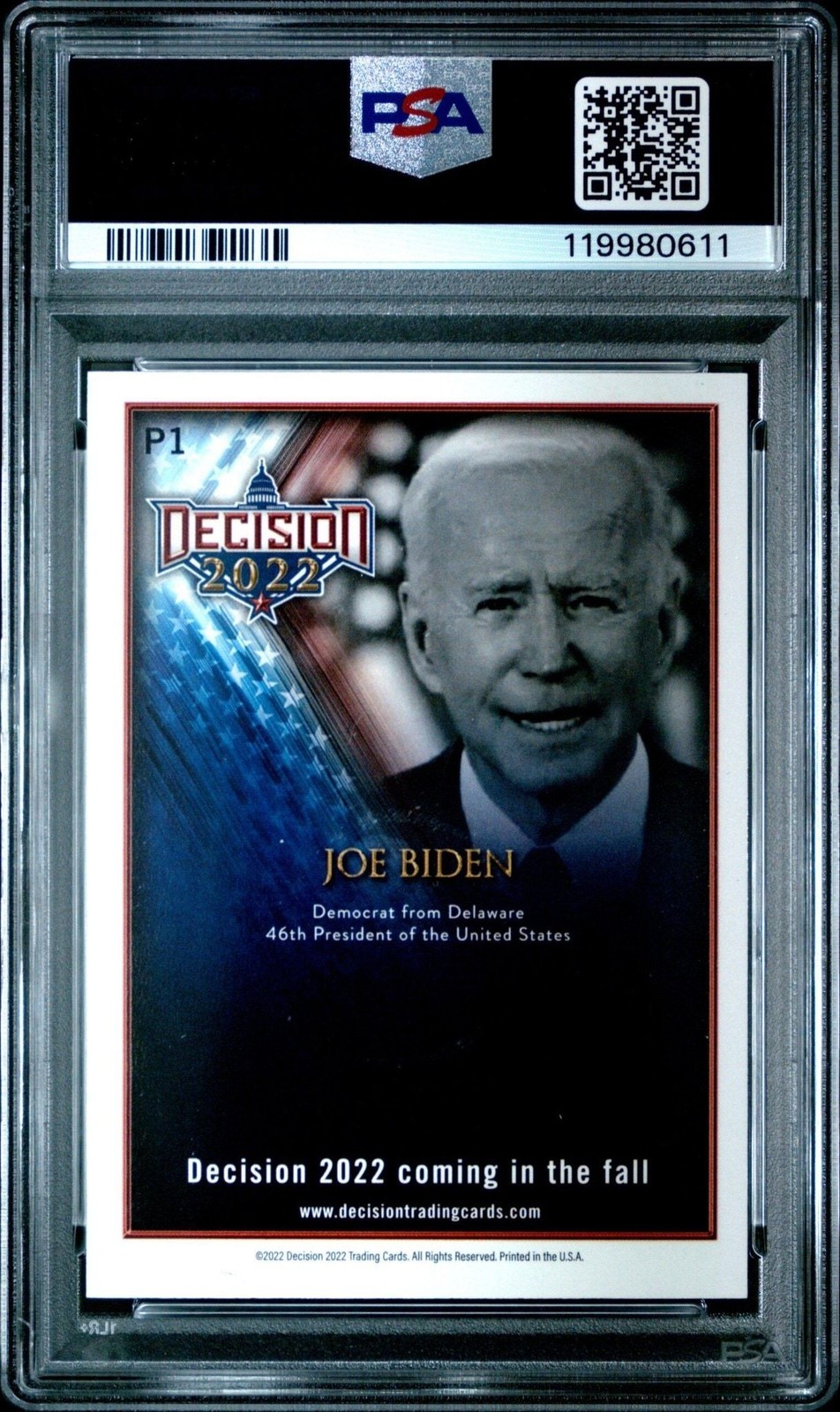 2022 Leaf Decision Preview Red Joe Biden #P1 PSA 9