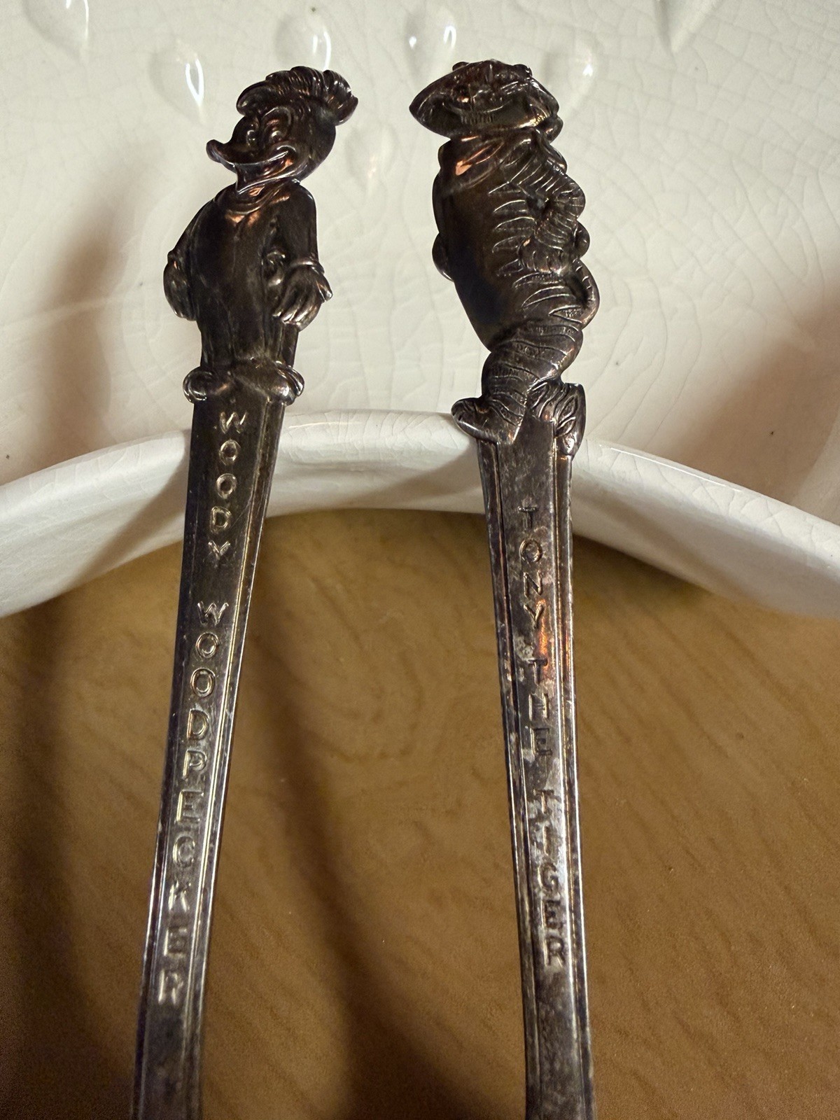 Vintage 1965 Kellogg’s Tony the Tiger and Woody Woodpecker Metal Spoons